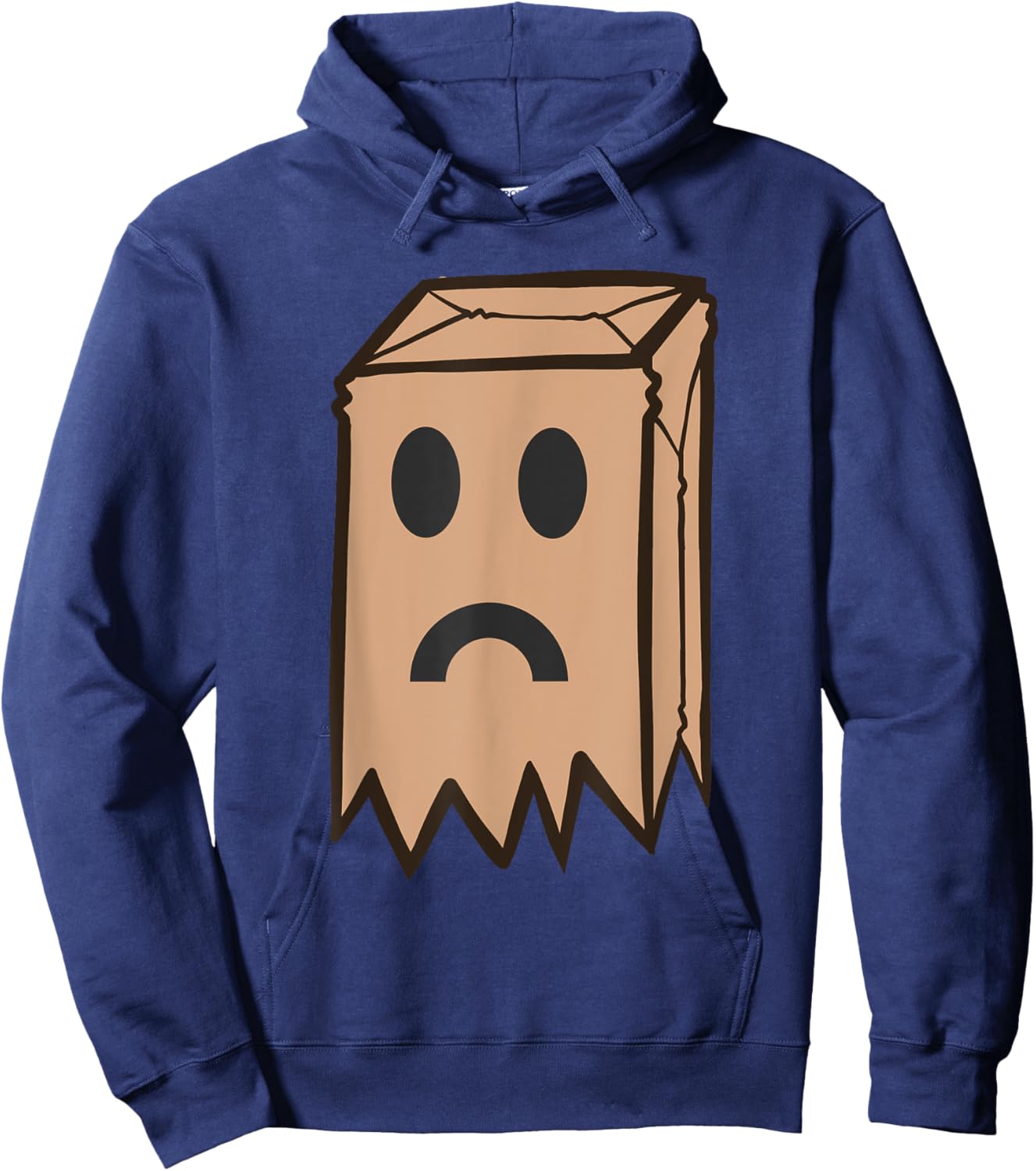 Funny Brown Paper Bag With Face - Wearing a Brown Paper Bag Hoodie - Hoodie | Navy