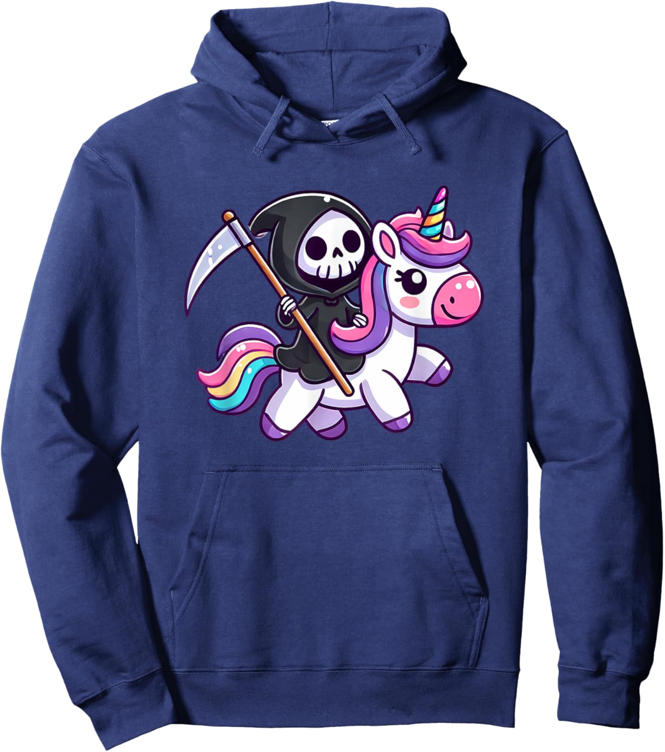 Grim Reaper Unicorn Funny Cute Halloween Hoodie - Hoodie | Navy