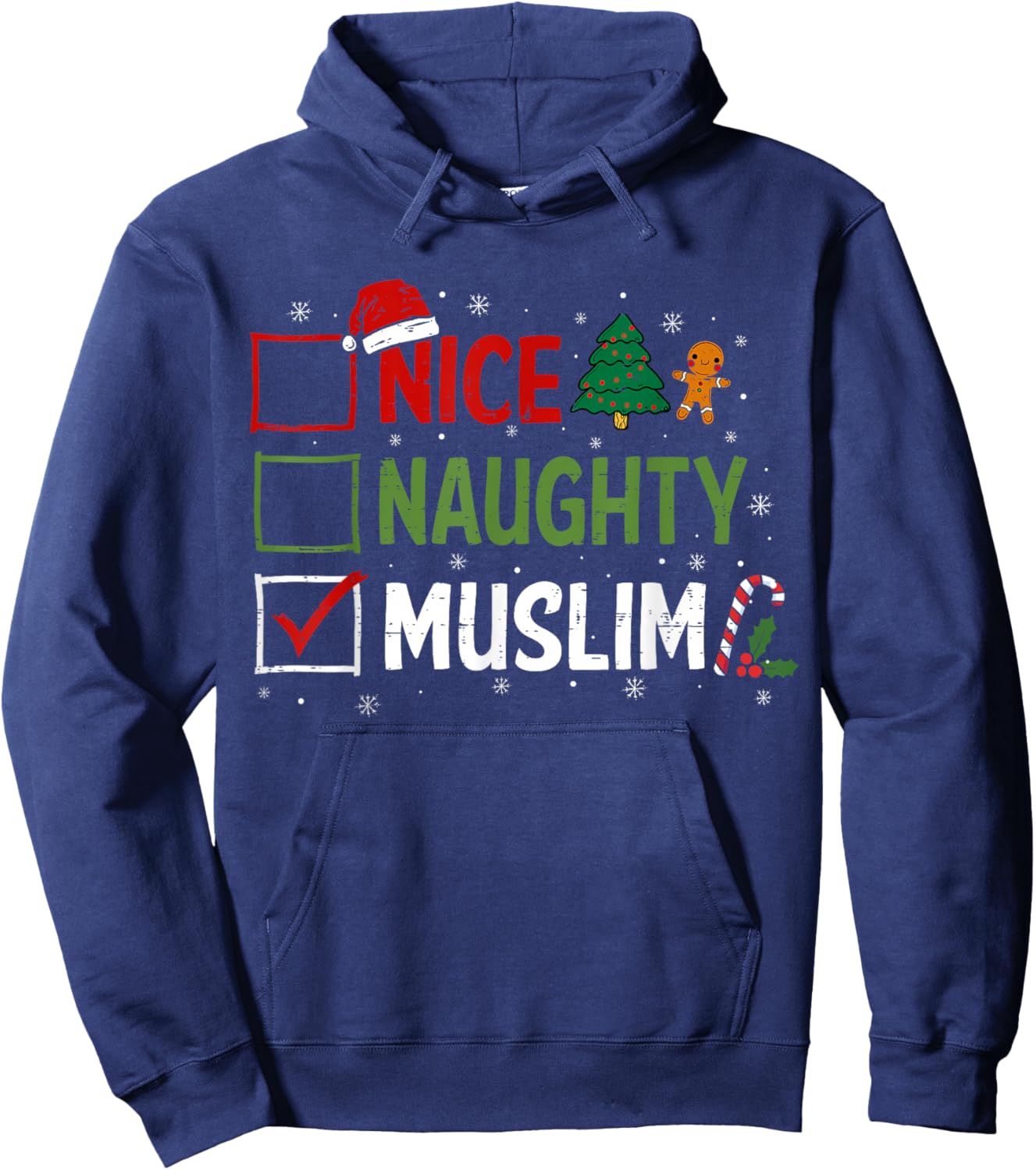 Naughty Nice Muslim Christmas Pajamas Santa Claus Xmas Hoodie - Hoodie | Navy