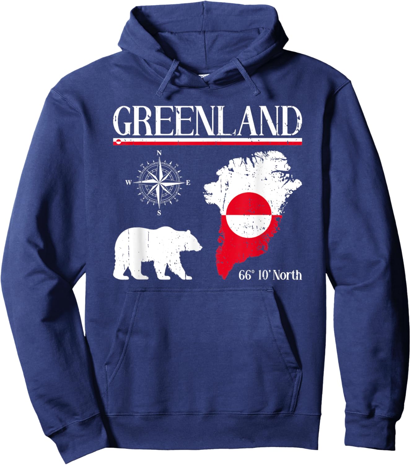 Greenland Icebear Compass Flag Map Greenland Hoodie - Hoodie | Navy