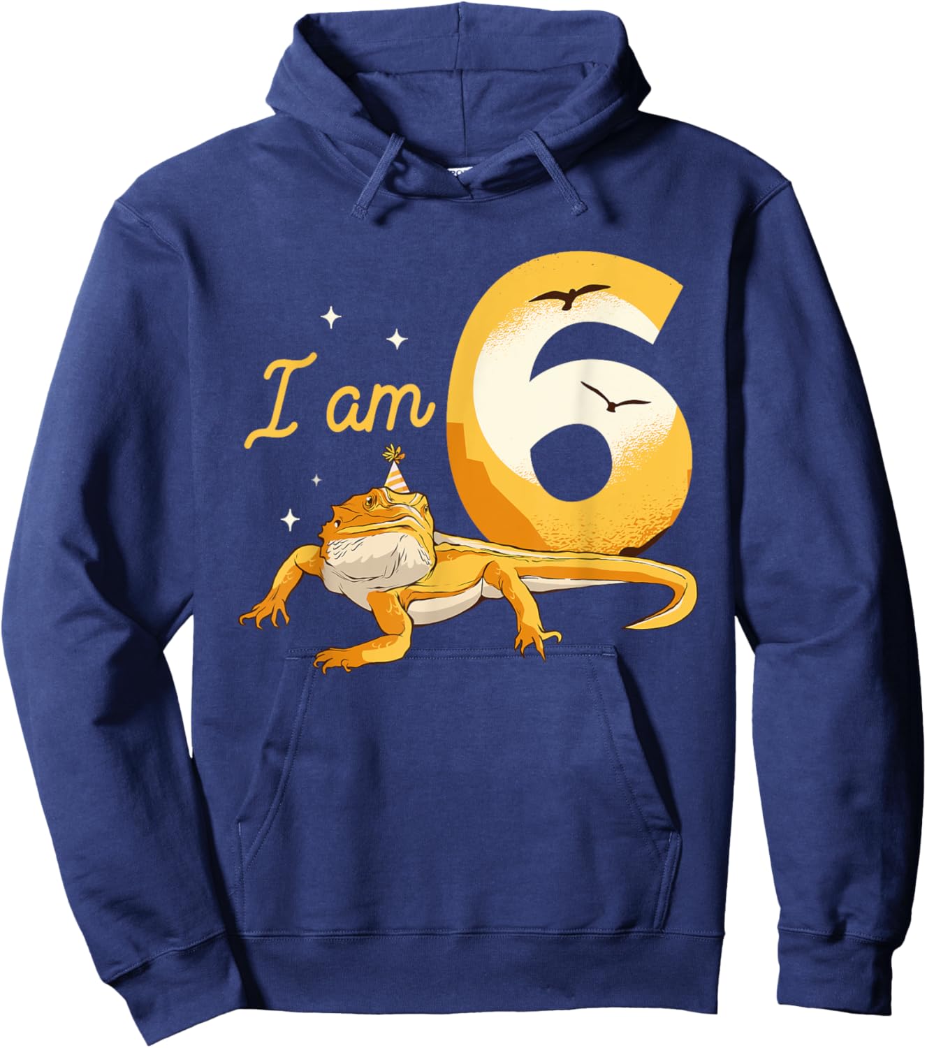I Am 6 Years Old Bearded Dragon Reptile Themed 6th Birthday Hoodie - Hoodie | Navy