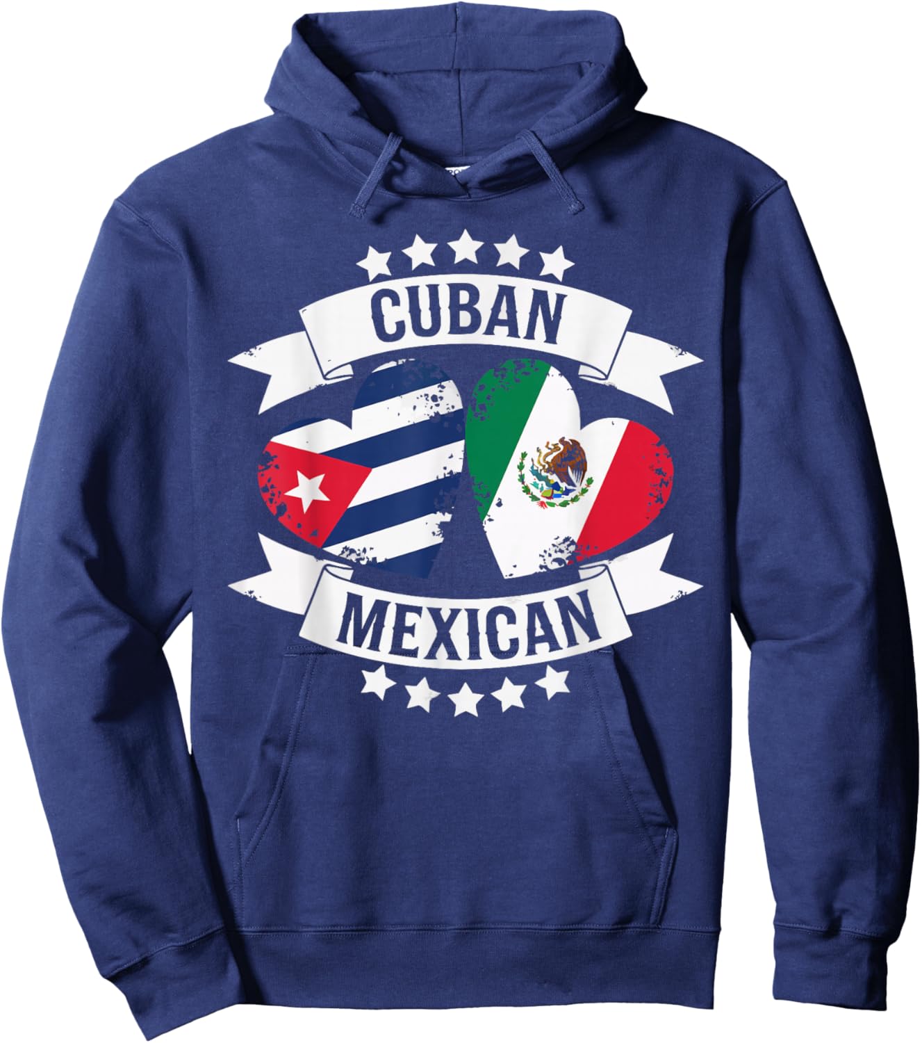 Half Cuban Half Mexican Country Mexico Flag Cuba Hoodie - Hoodie | Navy