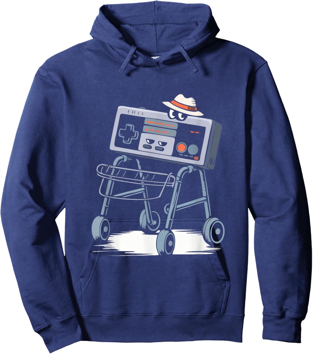Old Gamer Retro Video Game Gamepad Folding Walker Gaming Hoodie - Hoodie | Navy
