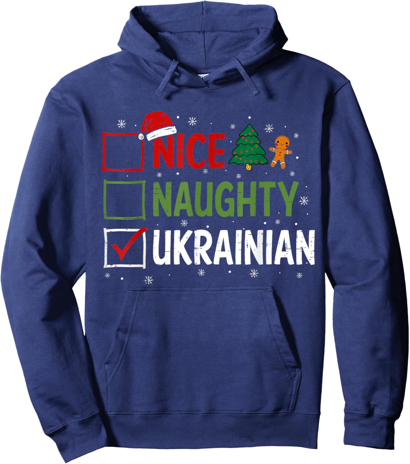 Naughty Nice ukrainian Christmas Pajamas Santa Claus Xmas Hoodie - Hoodie | Navy