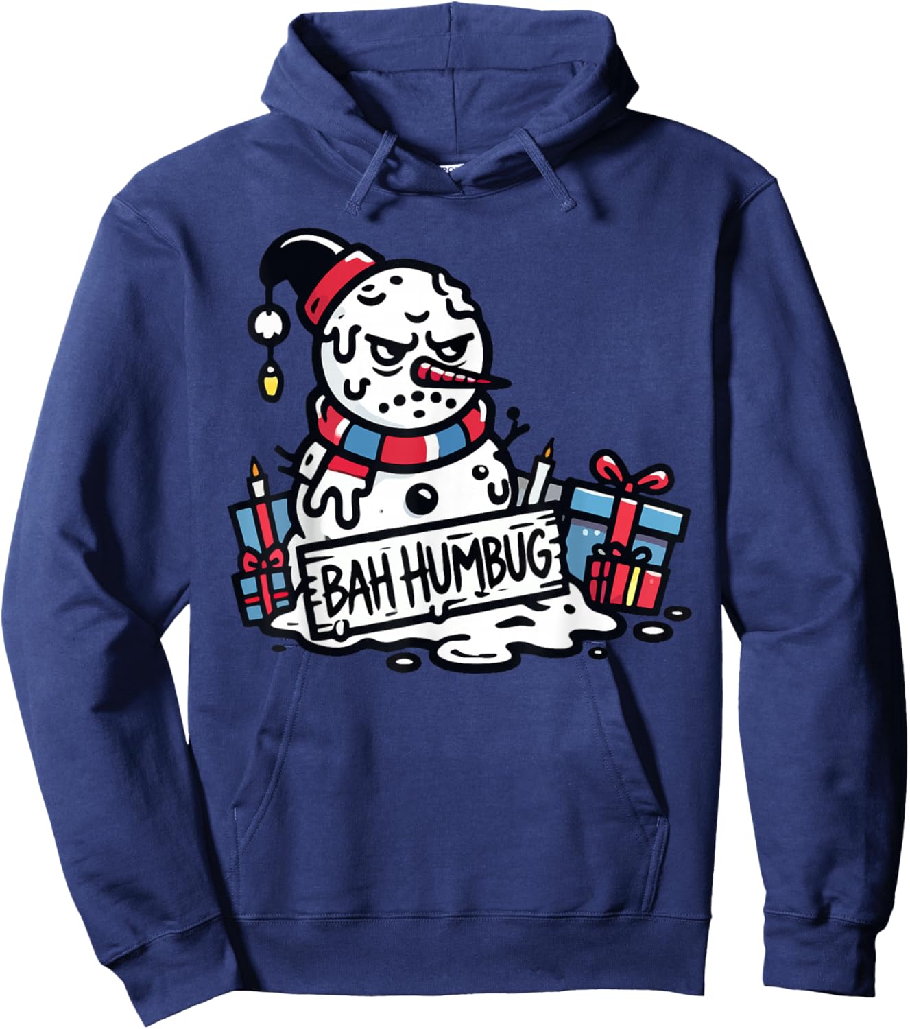 Bah Humbug Santa Hat Snowman for People Haters Sarcastic Hoodie - Hoodie | Navy