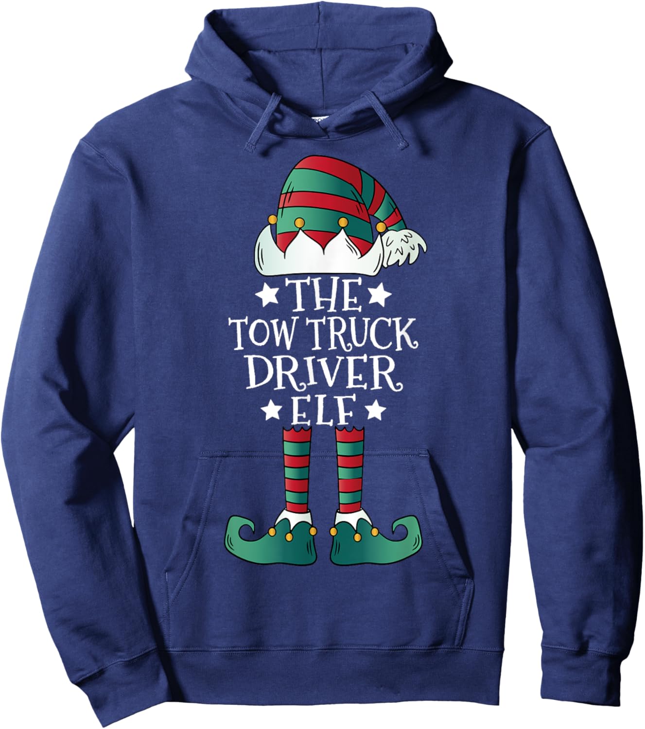 The Tow Truck Driver Elf - Funny Towing Driver Christmas Hoodie - Hoodie | Navy