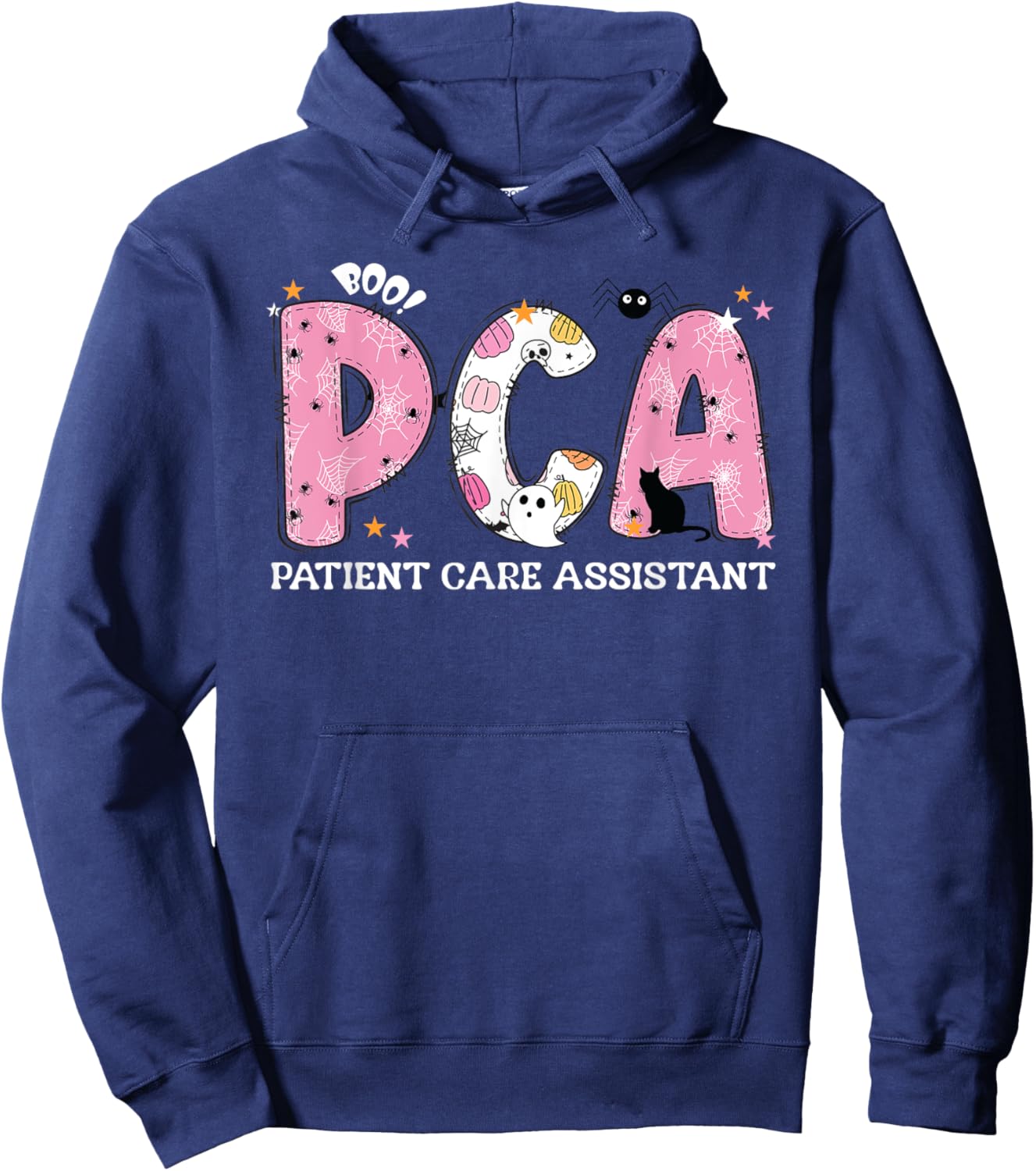 PCA Ghost Halloween Spooky Pumpkin Patient Care Assistant Hoodie - Hoodie | Navy