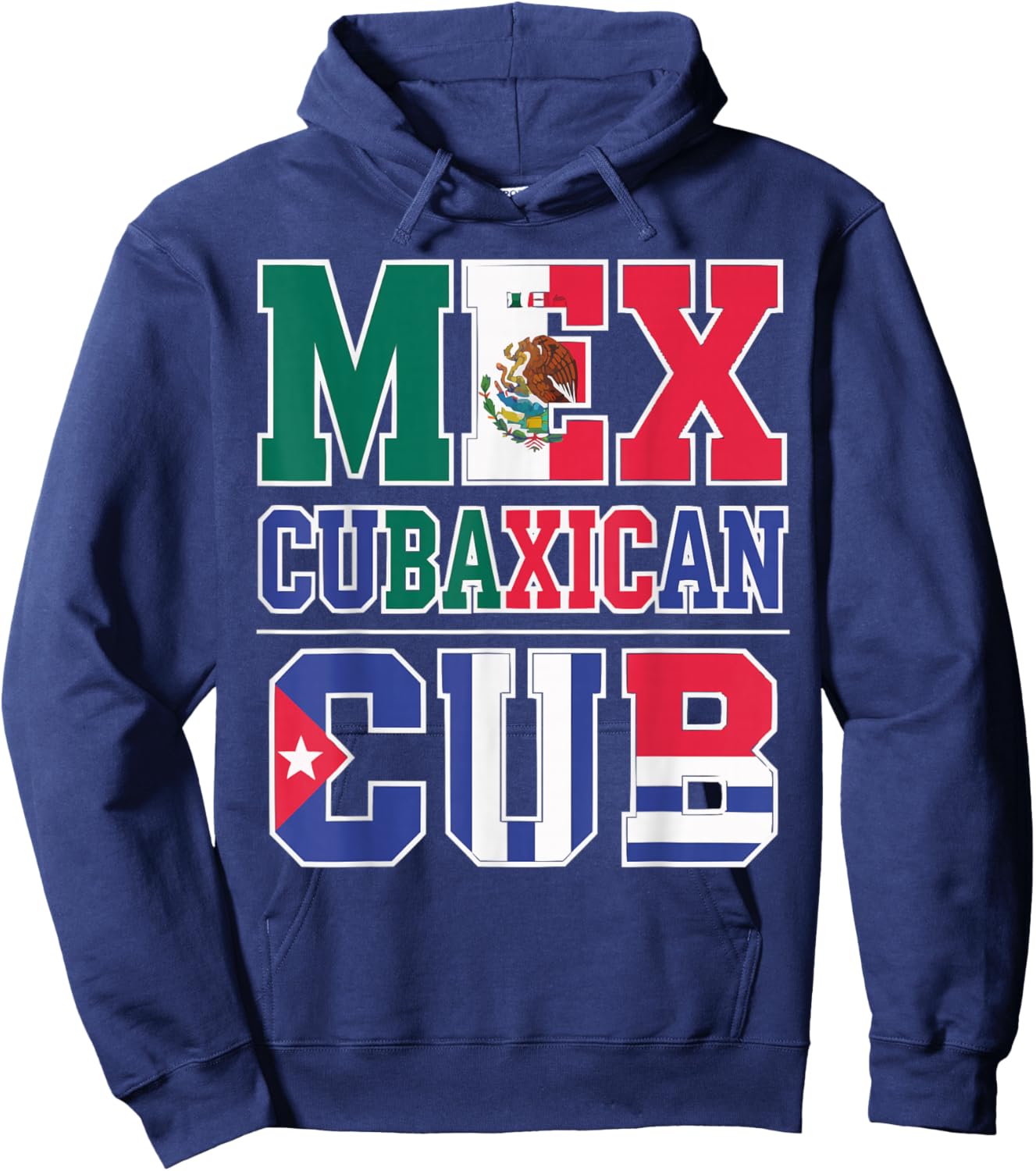 Half Cuban Half Mexican Country Mexico Flag Cuba Hoodie - Hoodie | Navy