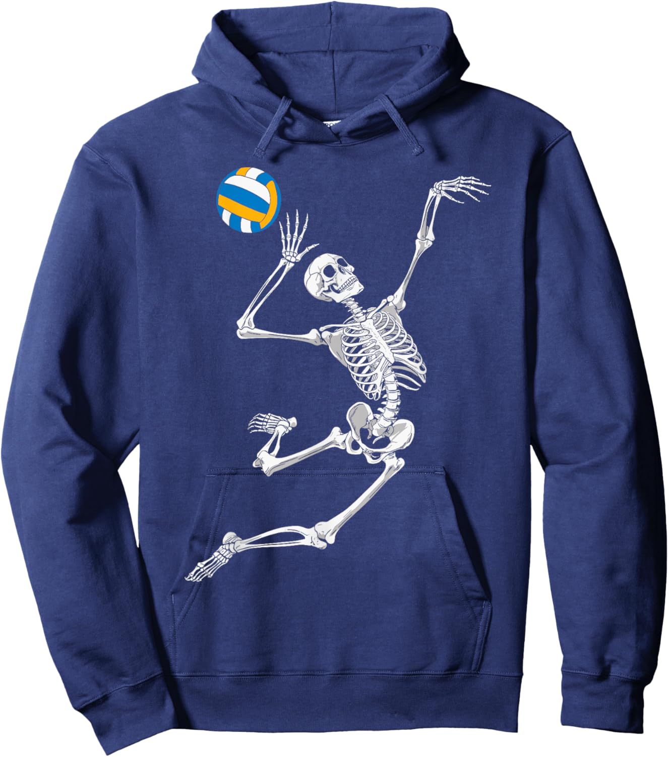 Funny Skeleton Playing Volleyball Lovers Spooky Halloween Hoodie - Hoodie | Navy