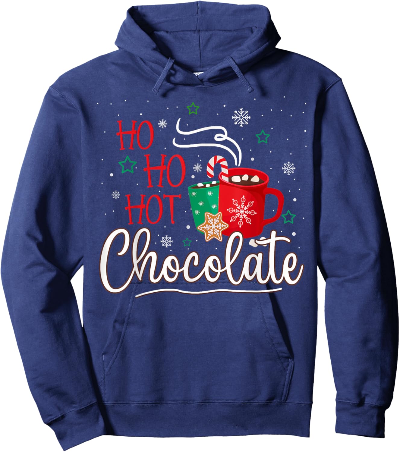 Christmas Mugs Cocoa Lover Ho Ho Hot Chocolate Ugly Sweater Hoodie - Hoodie | Navy