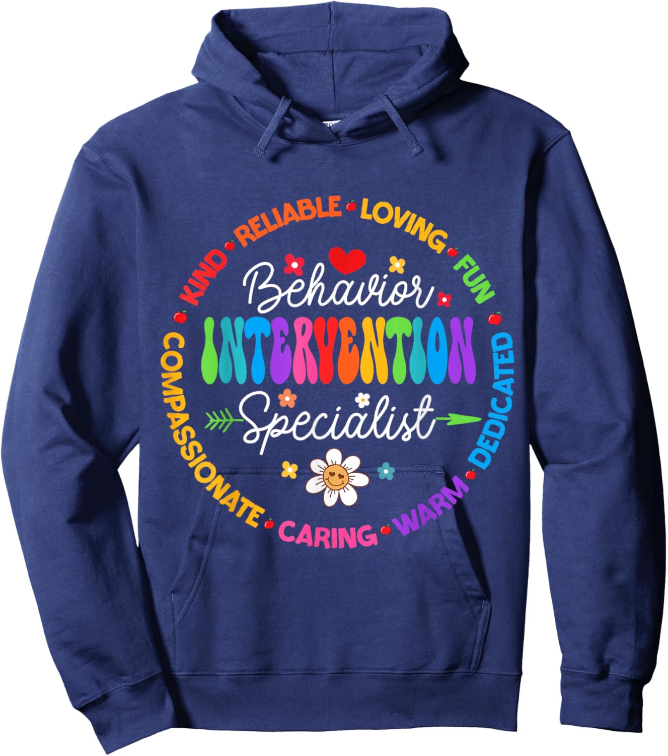 Groovy Behavior Intervention Specialist Back to School Hoodie - Hoodie | Navy