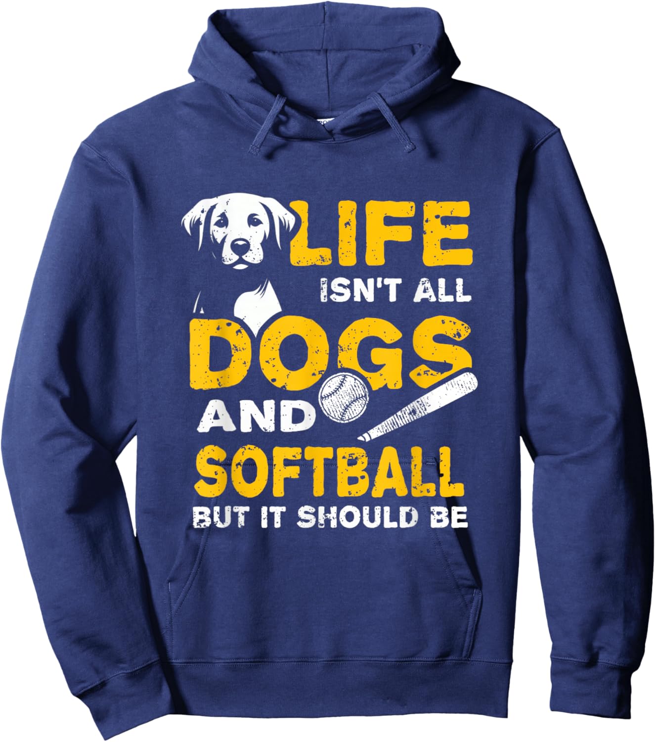 Funny Life Isn't All Dogs And Softball Hoodie - Hoodie | Navy