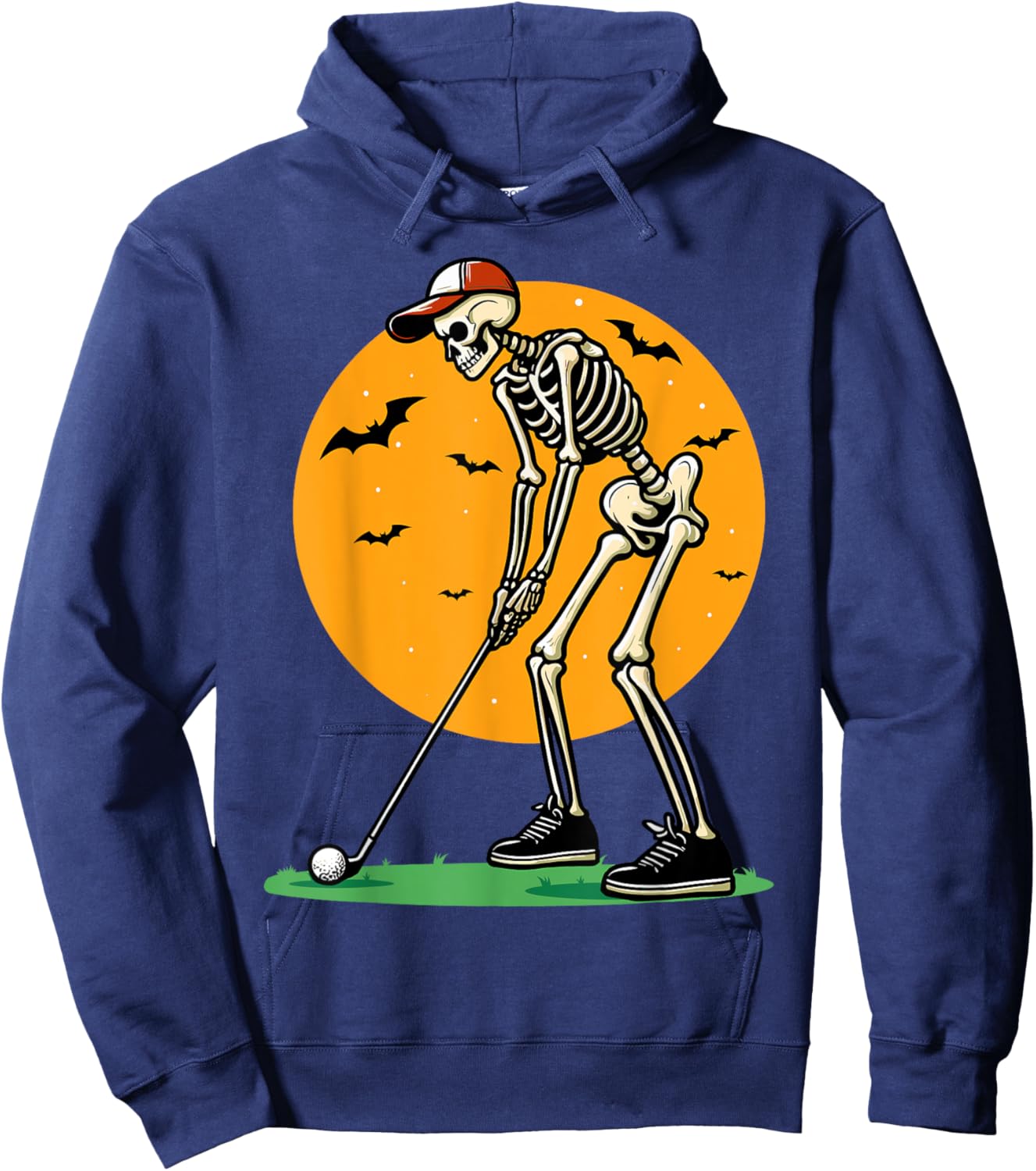 Halloween Golf Skeleton Golfer Funny Halloween Golfing Hoodie - Hoodie | Navy