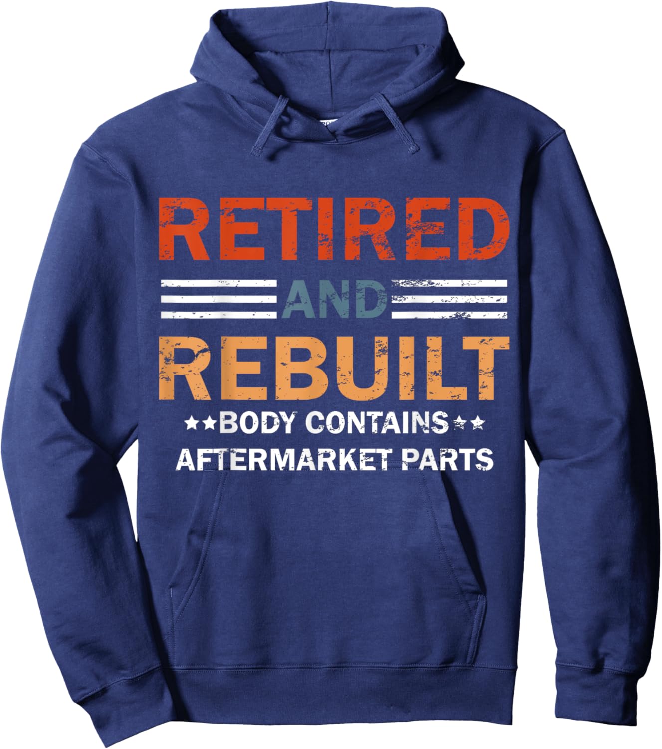 Vintage Retired Rebuilt Funny Retro Retirement present Hoodie - Hoodie | Navy