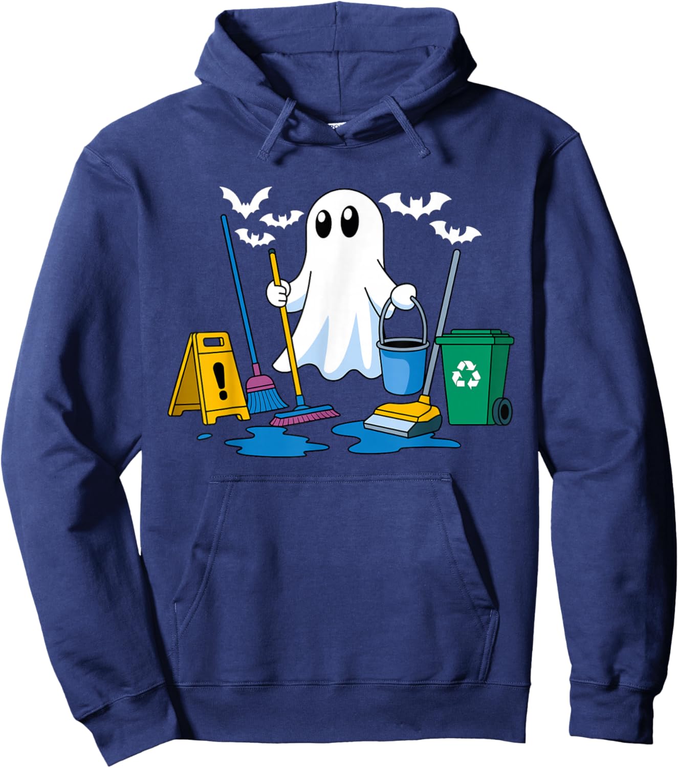School Custodian Janitor Ghost Halloween Hoodie - Hoodie | Navy