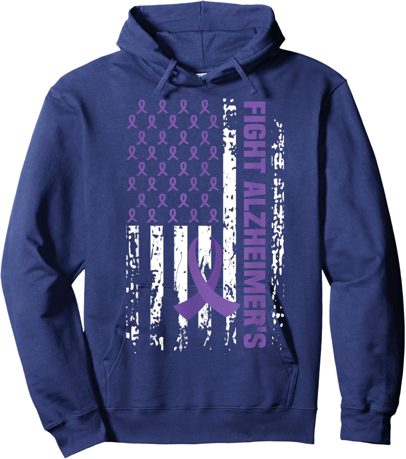 End Alzheimer's Shirt Purple Ribbon Alzheimers Awareness Hoodie - Hoodie | Navy