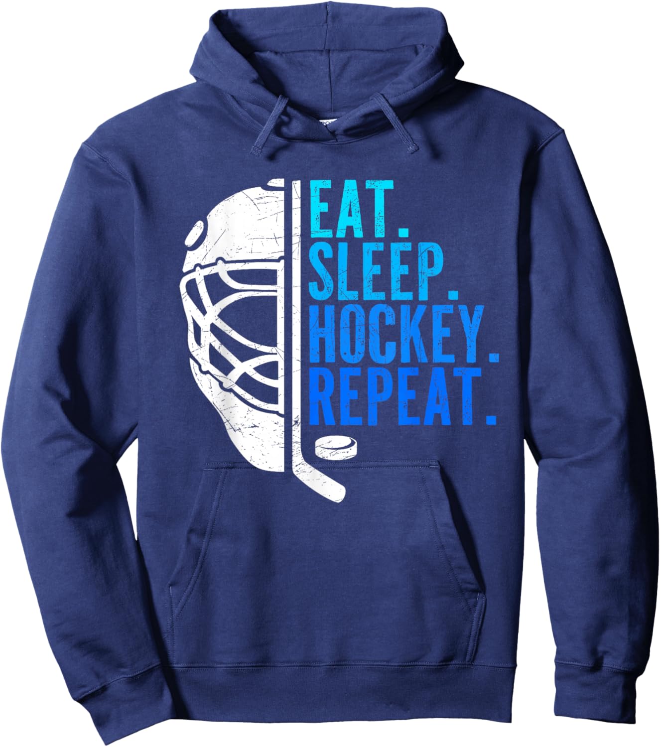 Eat Sleep Hockey Repeat Funny Boys Hockey Player Hoodie - Hoodie | Navy