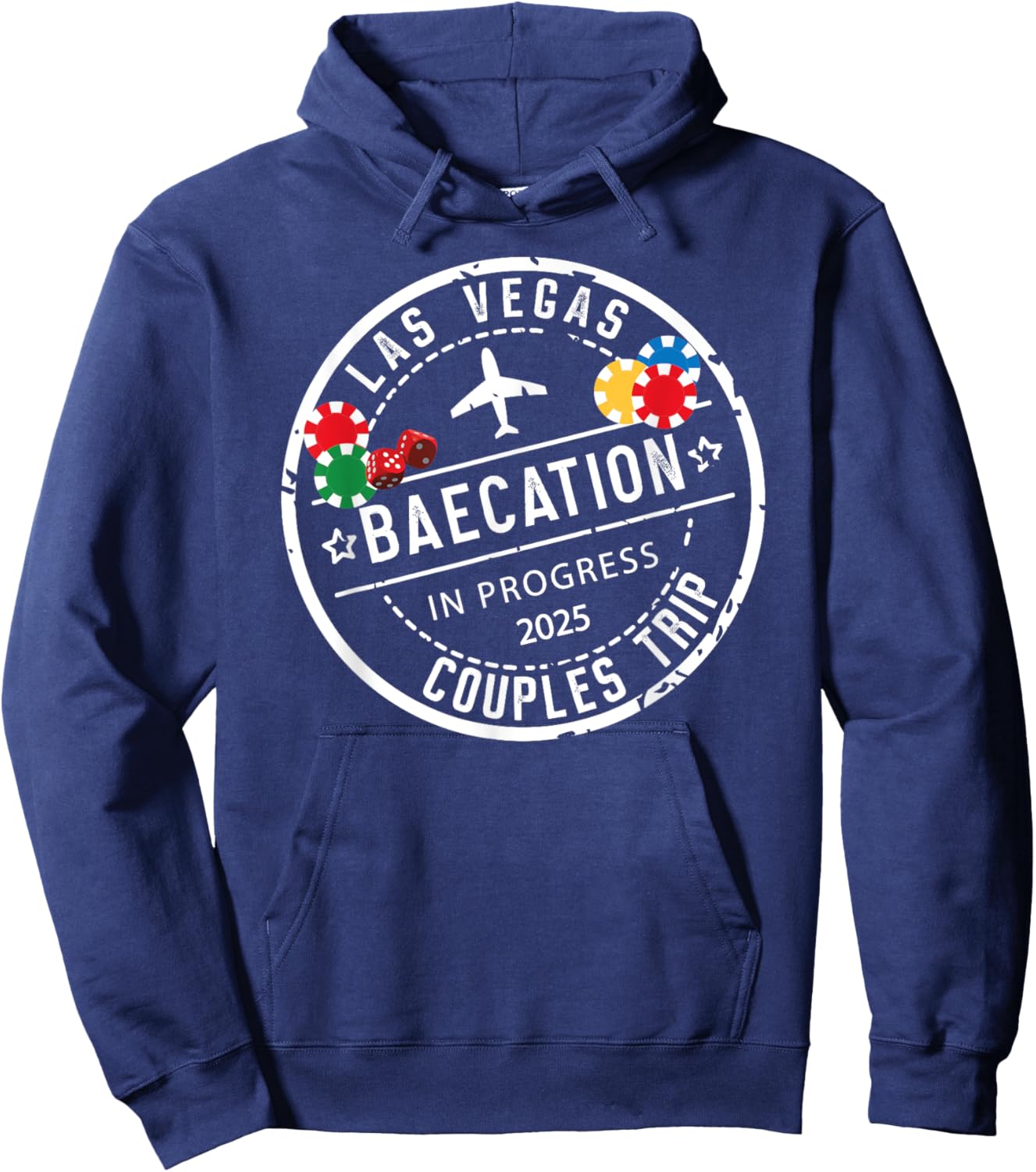 Funny Honeymoon Mode for Couple Anniversary Outfit Vegas Baecation 2025 Couples Trip Black Small Short Sleeve Hoodie - Hoodie | Navy