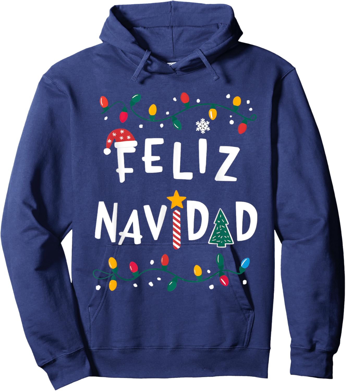 Feliz Navidad Shirt Funny Mexican Christmas in Spanish Xmas Hoodie - Hoodie | Navy