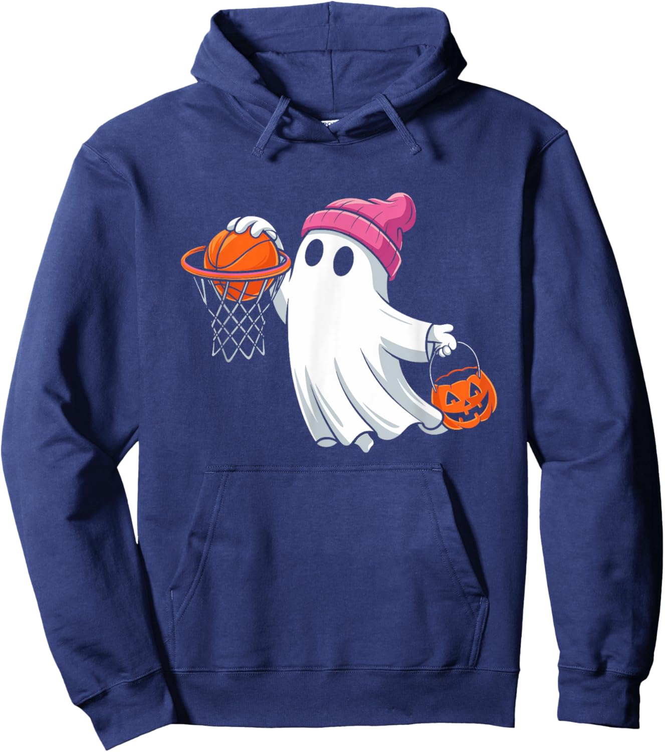 Ghost Playing Basketball Halloween Costume for Boys Kids Hoodie - Hoodie | Navy
