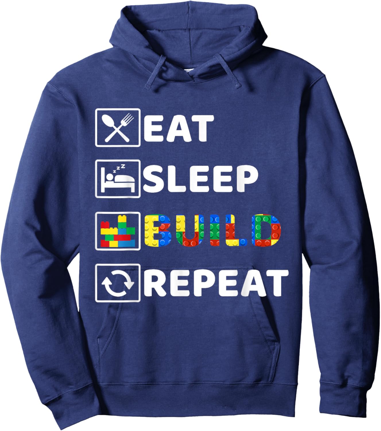 Eat Sleep Build Family Master Builder Building Bricks Blocks Hoodie - Hoodie | Navy