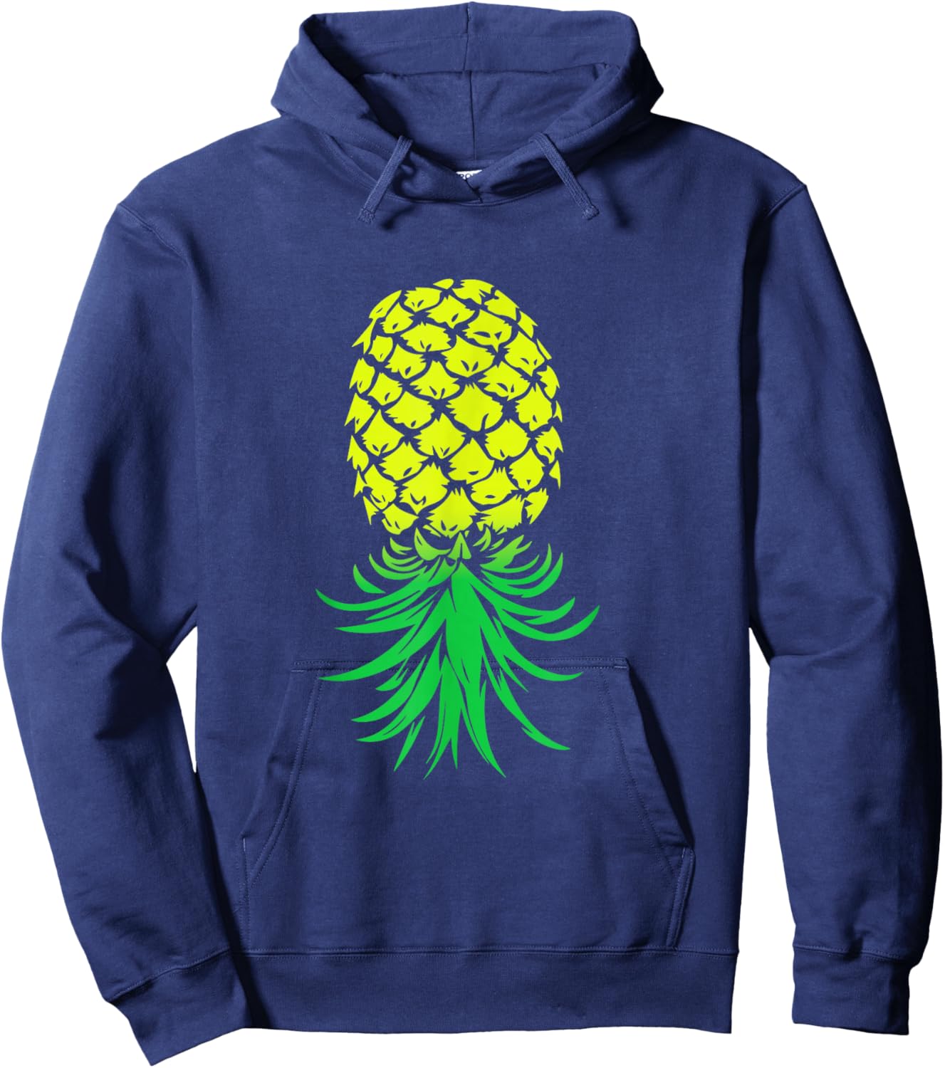 Funny Retro Inverted Pineapple Upside Down Pineapple - Black, Small, -Adults, Short Sleeve, , Casual, Pineapple Theme Hoodie - Hoodie | Navy