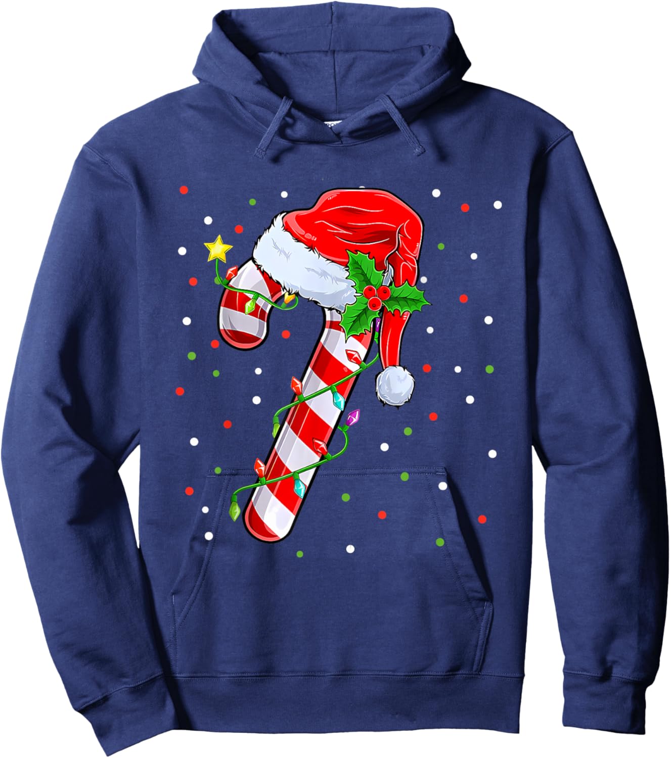 Candy Cane Crew Christmas Lights Family Matching Xmas Girls Hoodie - Hoodie | Navy