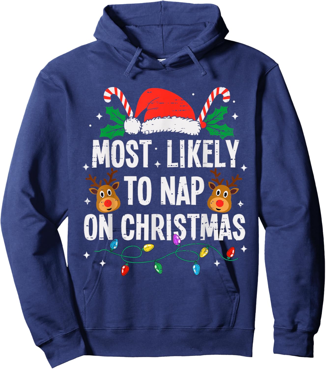 Most Likely To Nap On Christmas Funny Xmas Hoodie - Hoodie | Navy