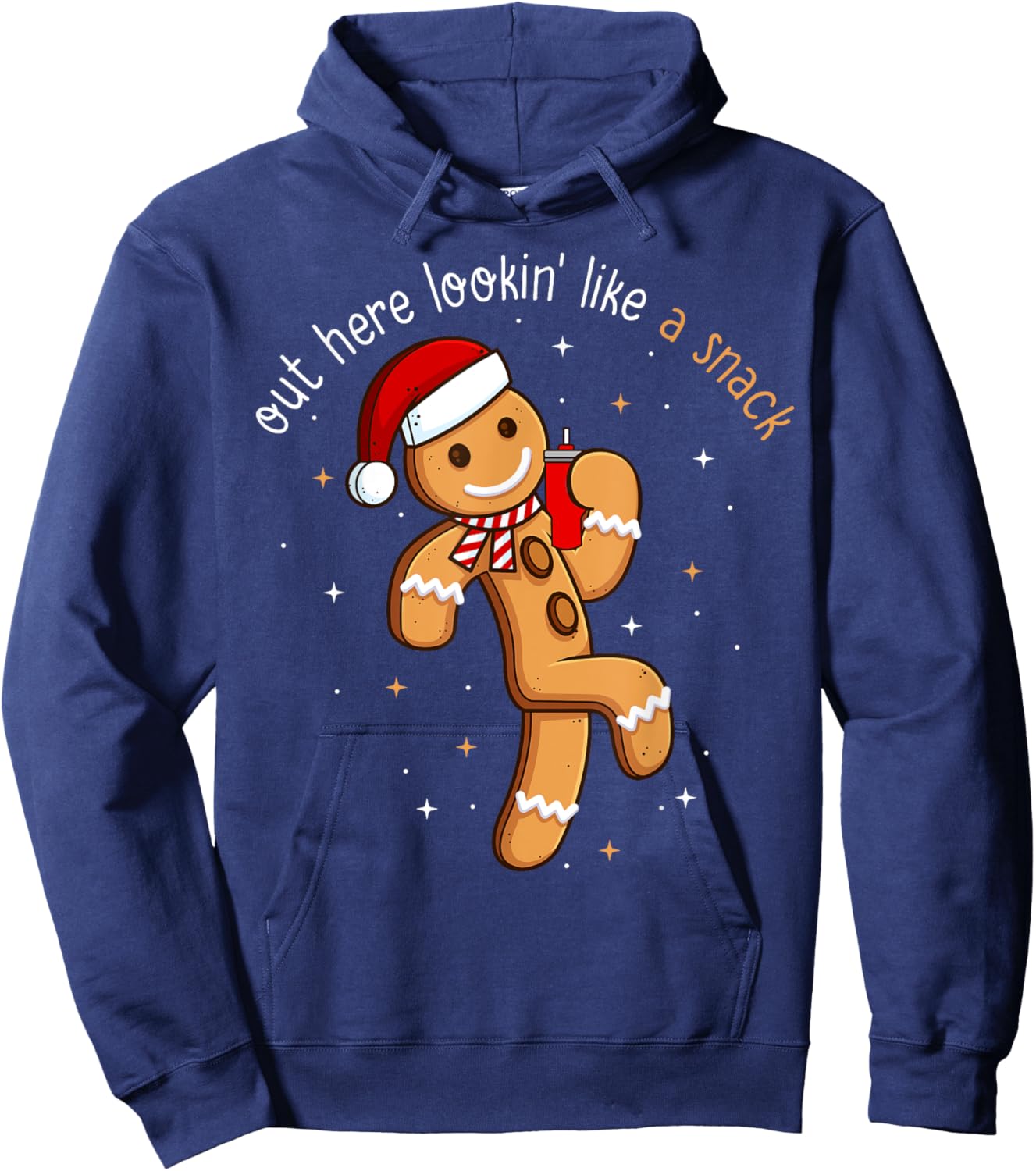 Out Here Looking Like a Snack Funny Xmas Gingerbread Man Hoodie - Hoodie | Navy