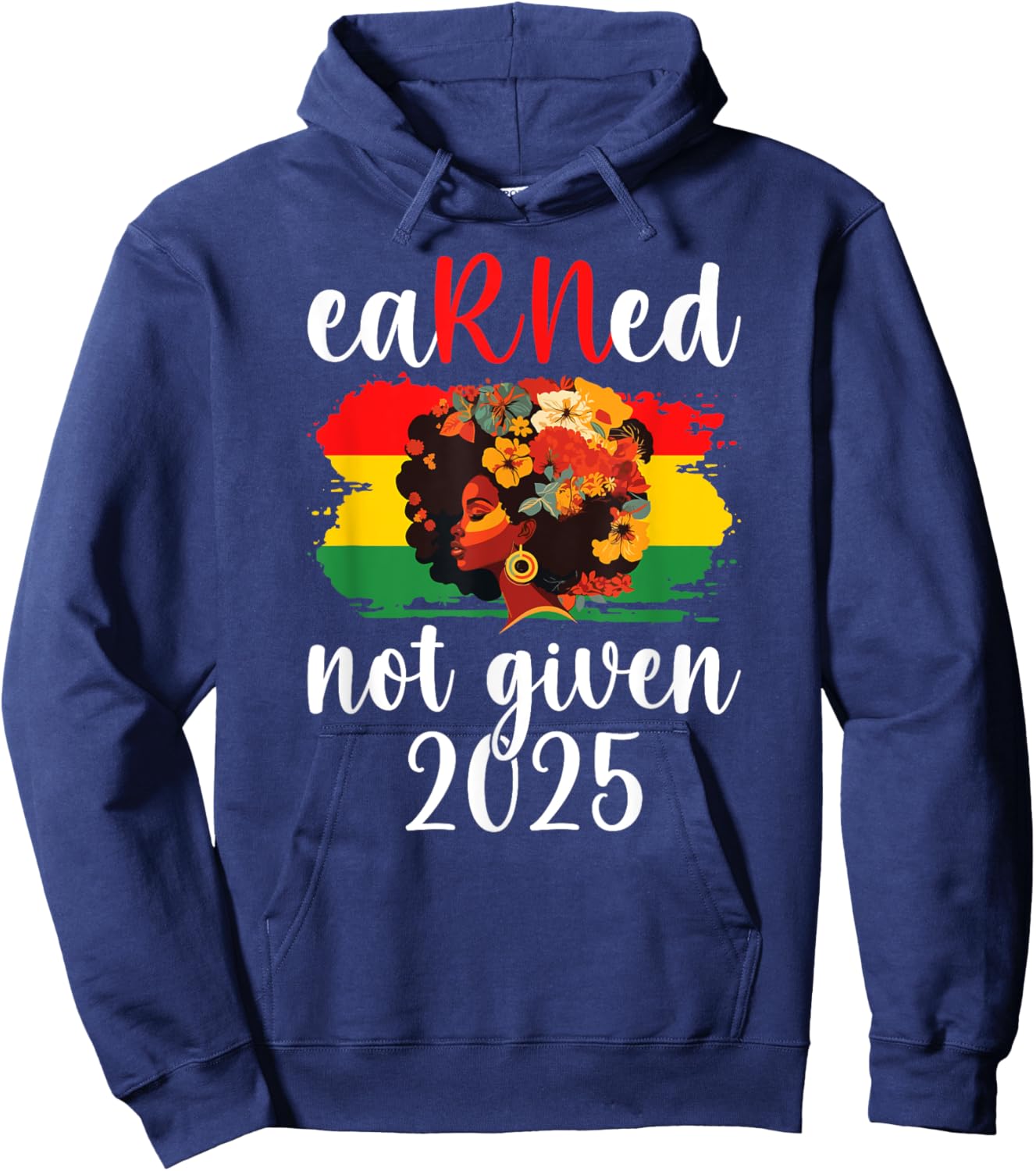 Earned Black Registered Nurse Graduation 2025 RN Graduate Hoodie - Hoodie | Navy