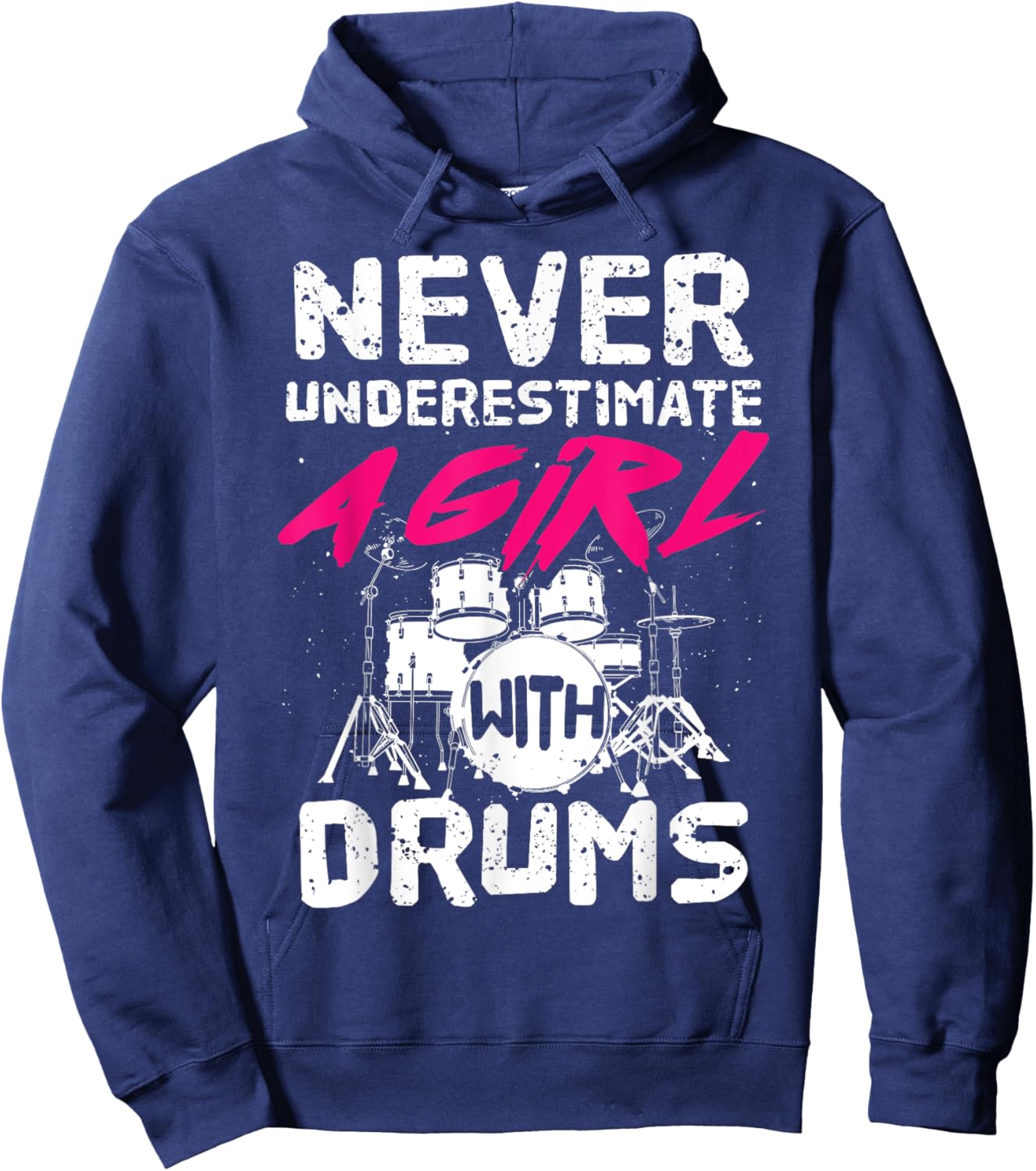 Funny Drummer Art For Girls Women Drumming Drum Set Drummer Hoodie - Hoodie | Navy