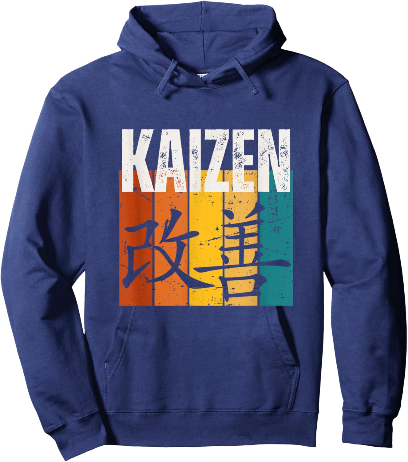 Kaizen Vintage Retro 70s Design Funny Japanese Kaizen Hoodie - Hoodie | Navy