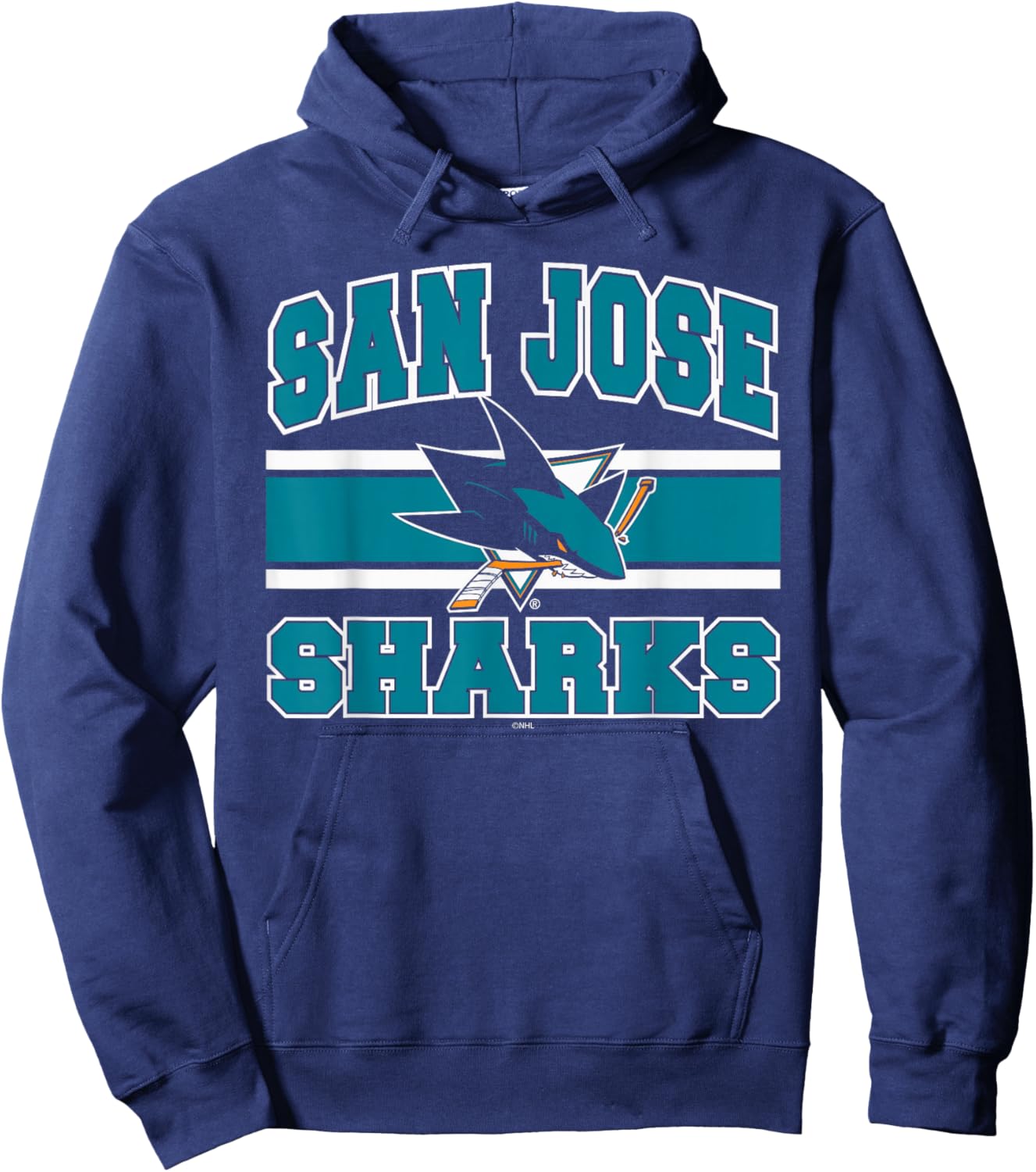 San Jose Sharks Stripe Black Officially Licensed Hoodie - Hoodie | Navy