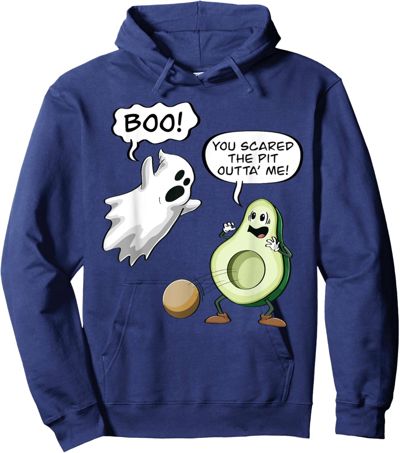 Halloween Ghost Avocado Seed Boo Funny Hoodie - Hoodie | Navy