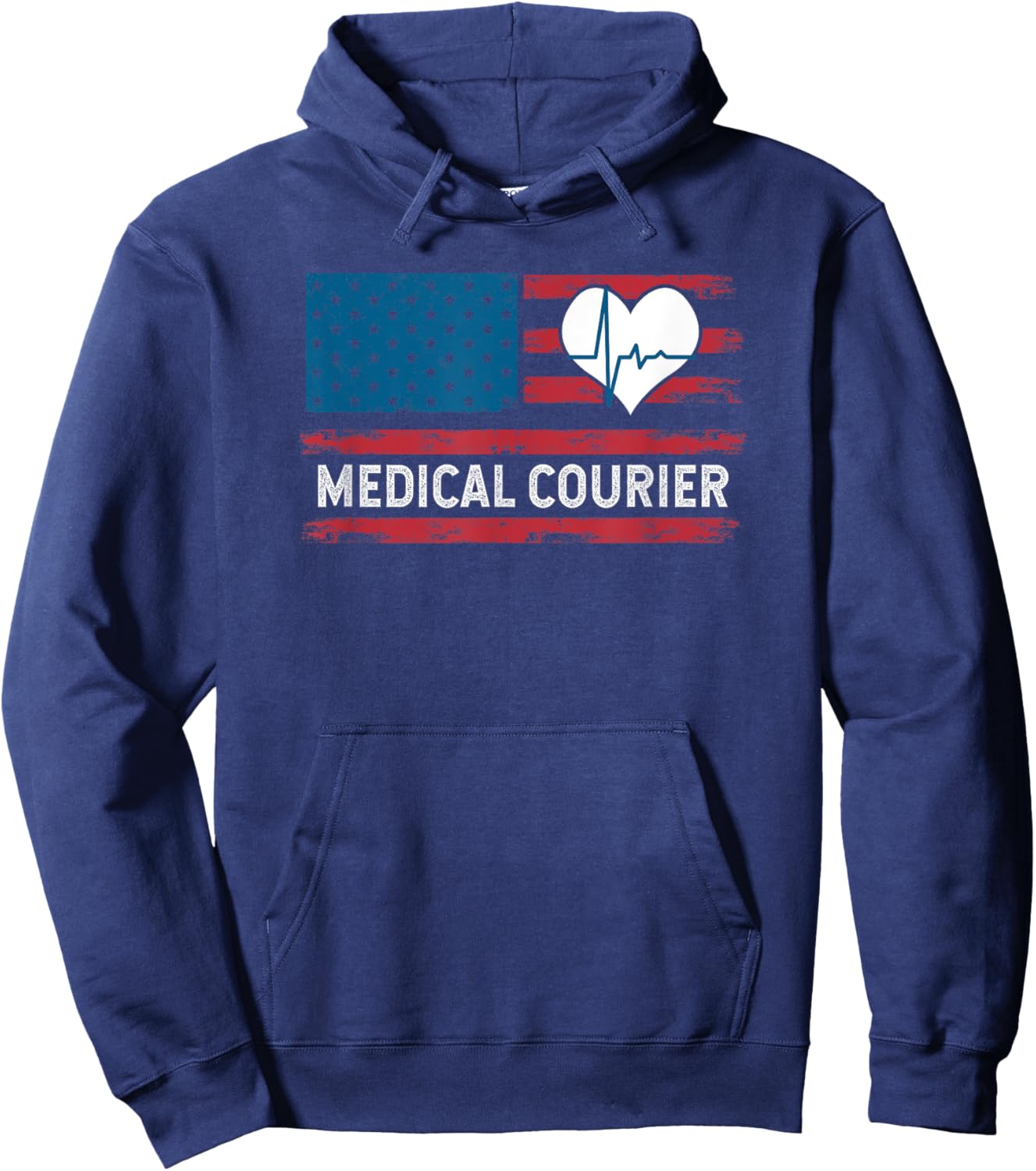 Medical Courier Patriotic USA Flag Hoodie - Hoodie | Navy