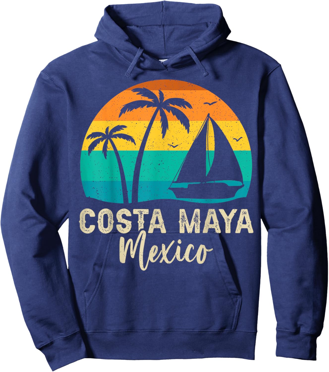 Vintage Costa Maya Mexico Sunset Matching Family Vacation Hoodie - Hoodie | Navy