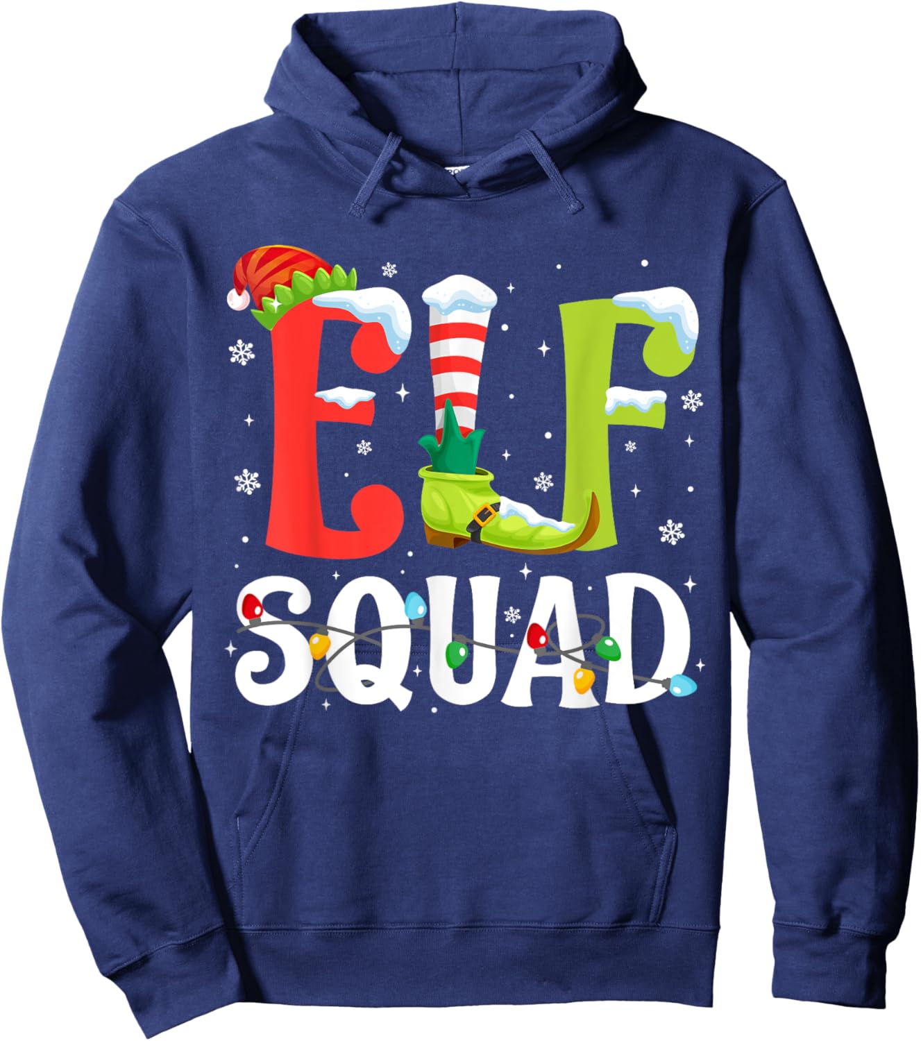 Elf Squad Christmas Family Matching Pajamas Xmas Elf Pajama Hoodie - Hoodie | Navy