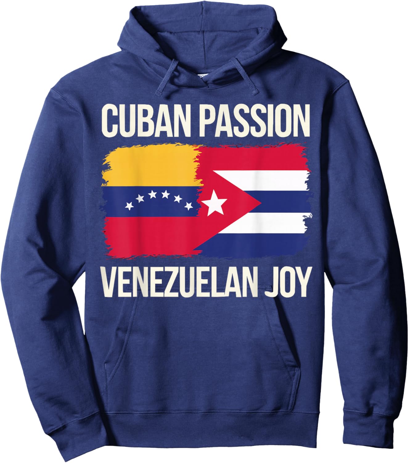 Half Venezuelan Half Cuban Cuba Flag Country Venezuela Hoodie - Hoodie | Navy