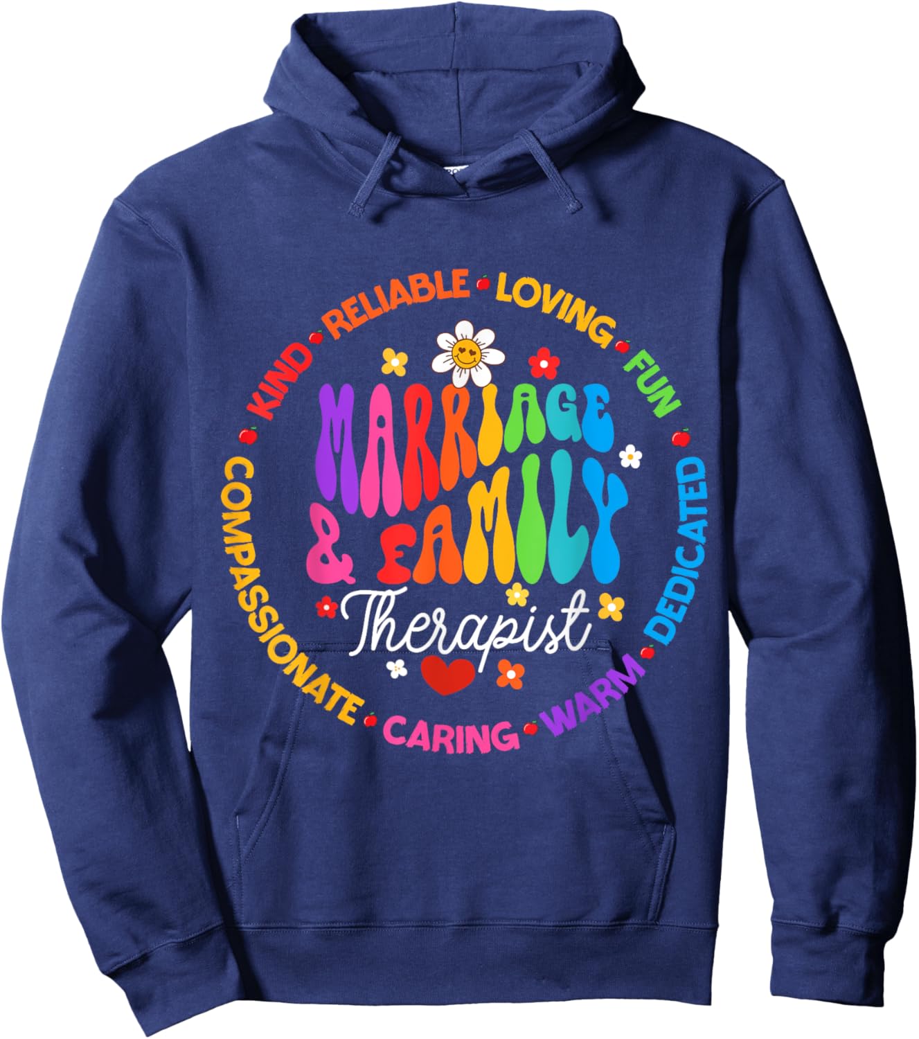 Groovy Marriage & Family Therapist Therapy LMFT Appreciation Hoodie - Hoodie | Navy