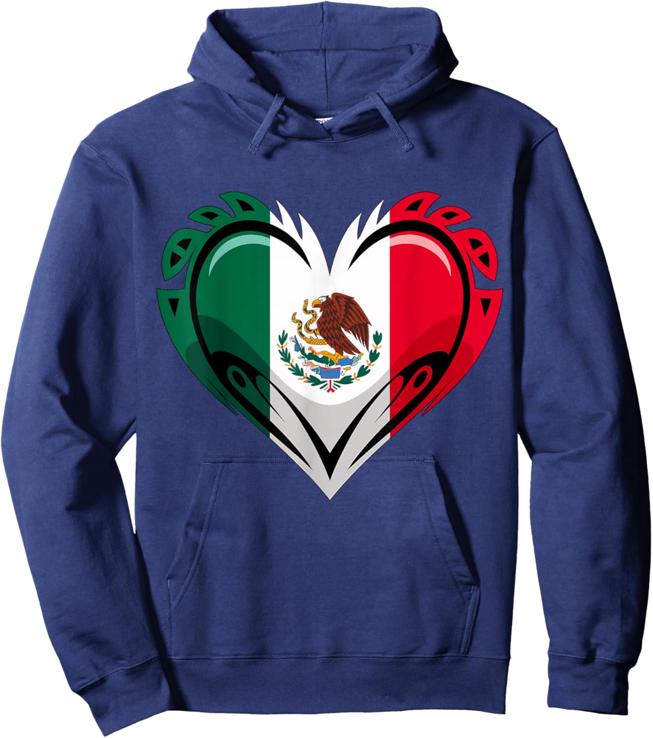 Mexico Flag Heart Mexican Hoodie - Hoodie | Navy