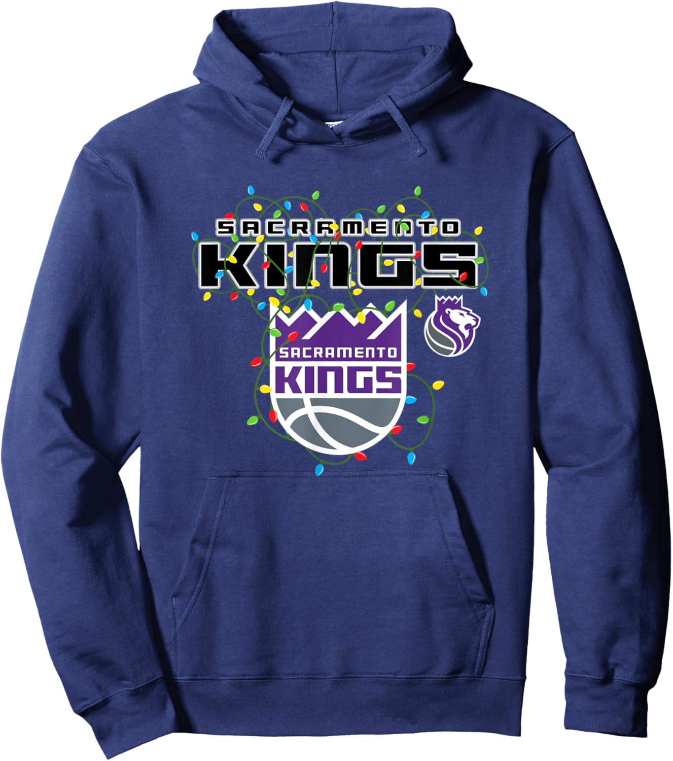NBA Sacramento Kings Christmas Lights Holiday Hoodie - Hoodie | Navy
