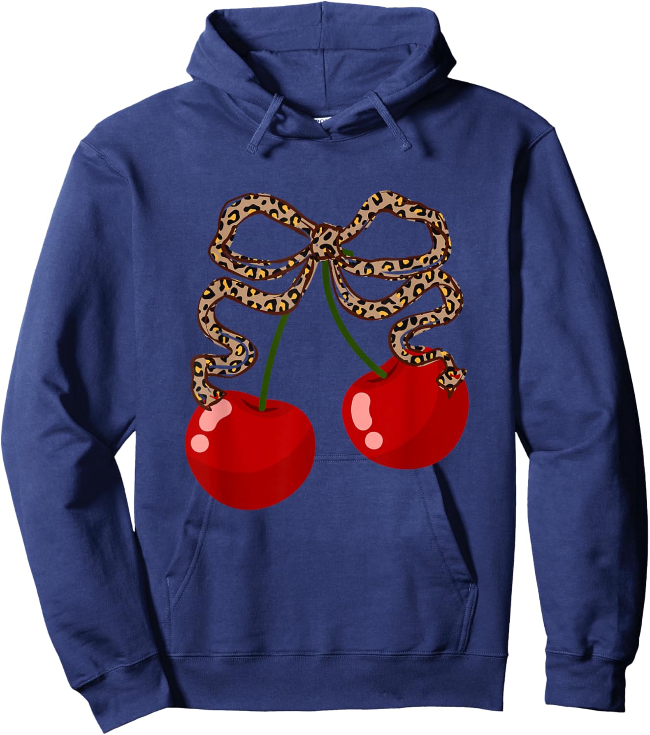 Cherries with leopard coquette bow girl aesthetic Hoodie - Hoodie | Navy