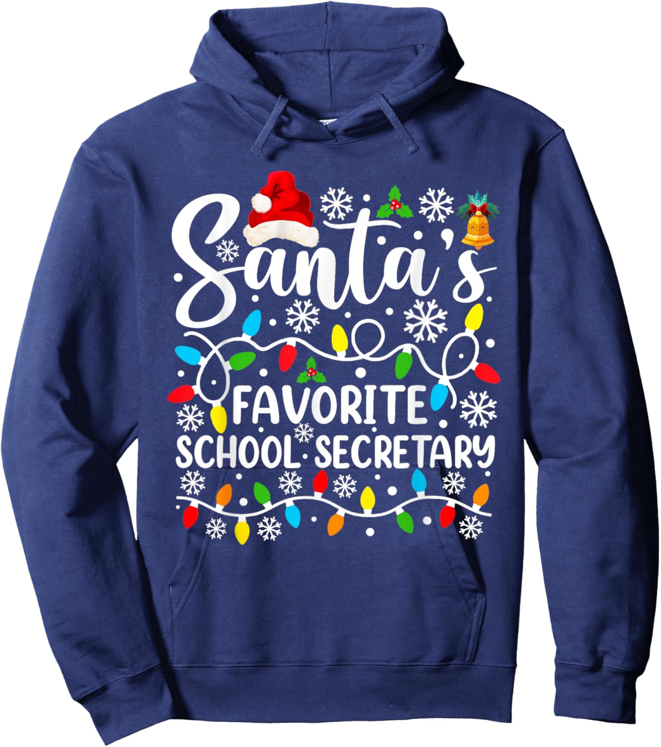Santa's Favorite School Secretary Funny Christmas Hoodie - Hoodie | Navy