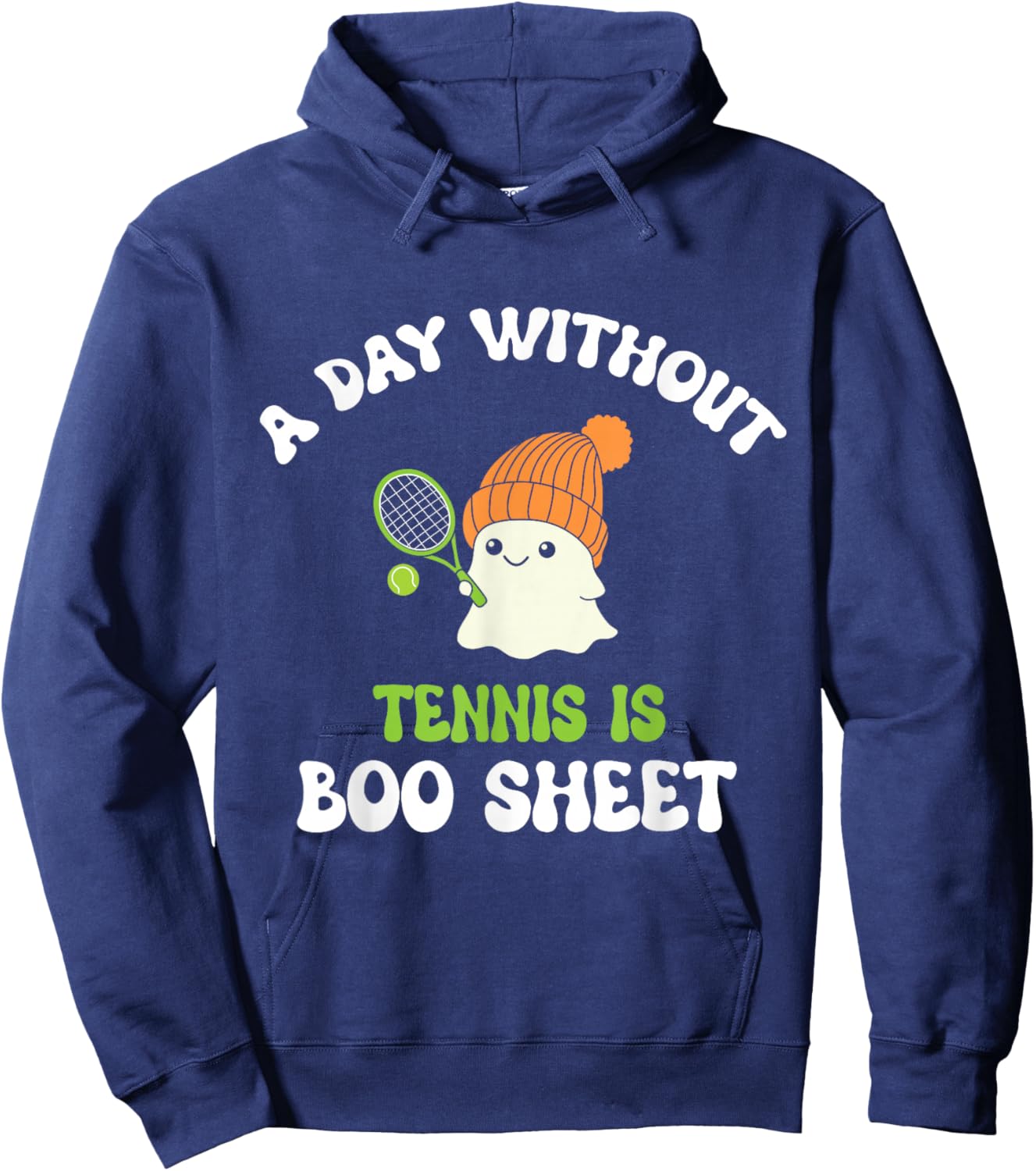 Funny Halloween A Day Without Tennis Is Boo Sheet Hoodie - Hoodie | Navy