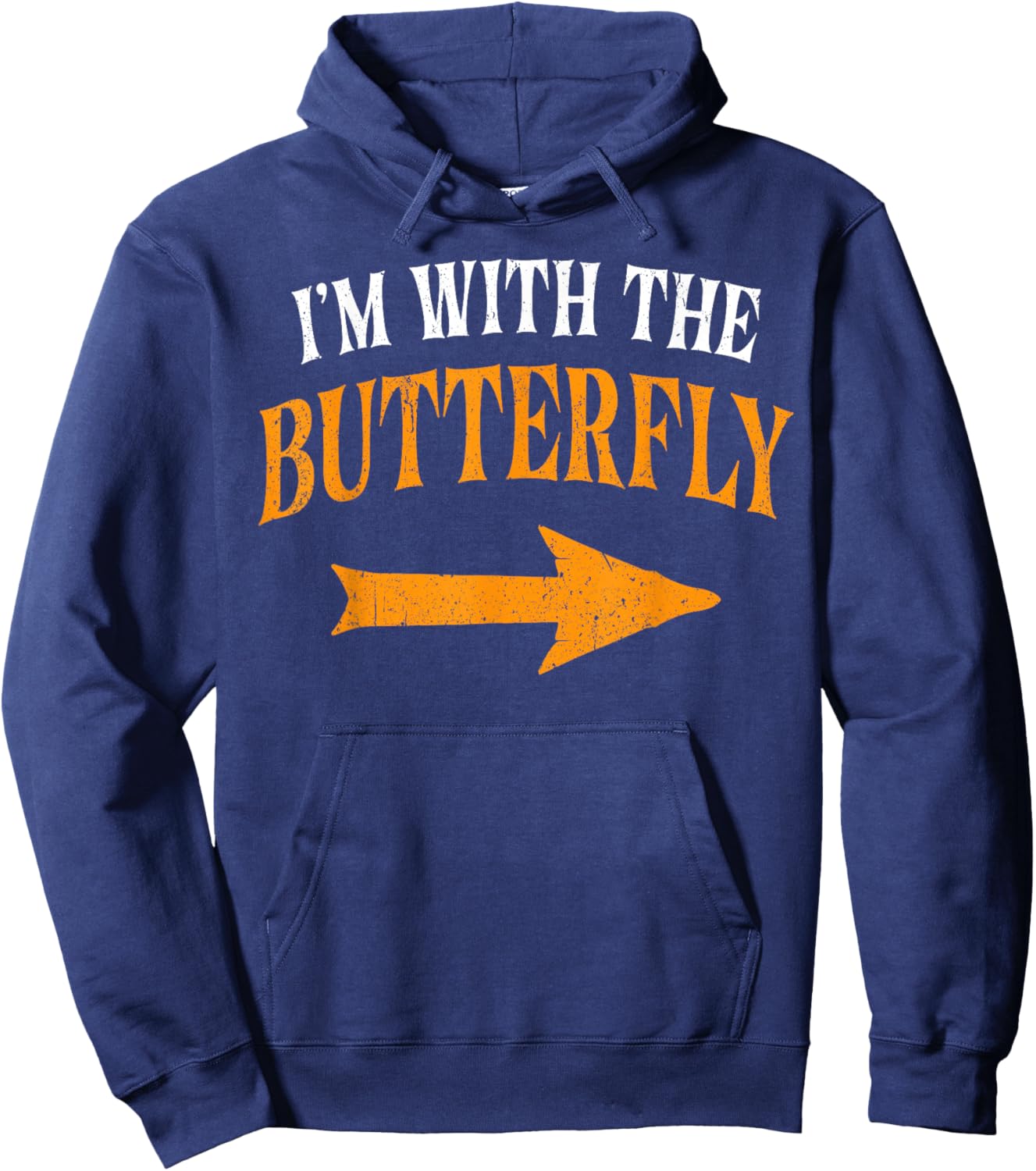 I'm With Butterfly Party Matching Couples Halloween Costume Hoodie - Hoodie | Navy