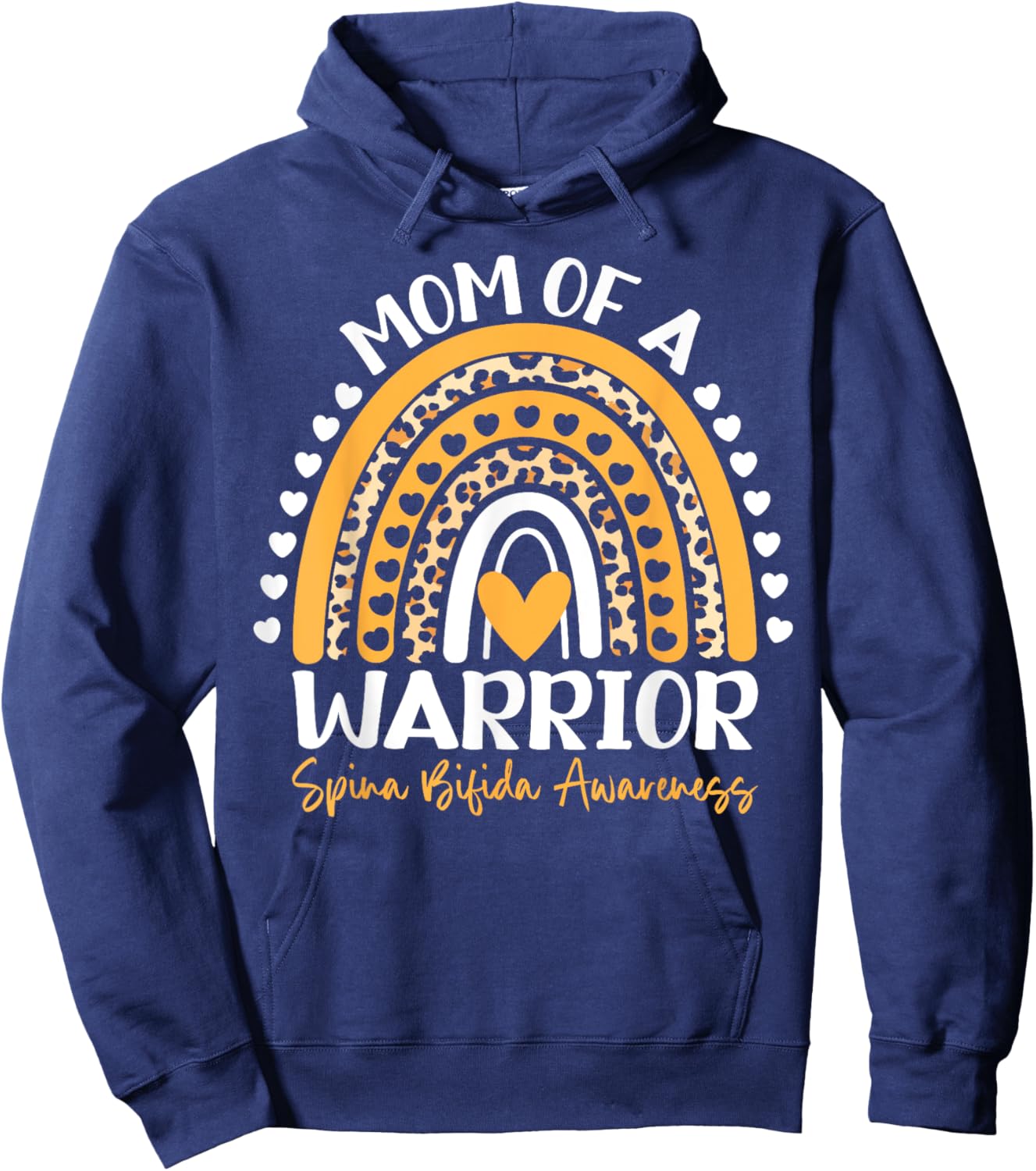 Mom Of a Warrior Yellow Support Spina Bifida Awareness Month Hoodie - Hoodie | Navy