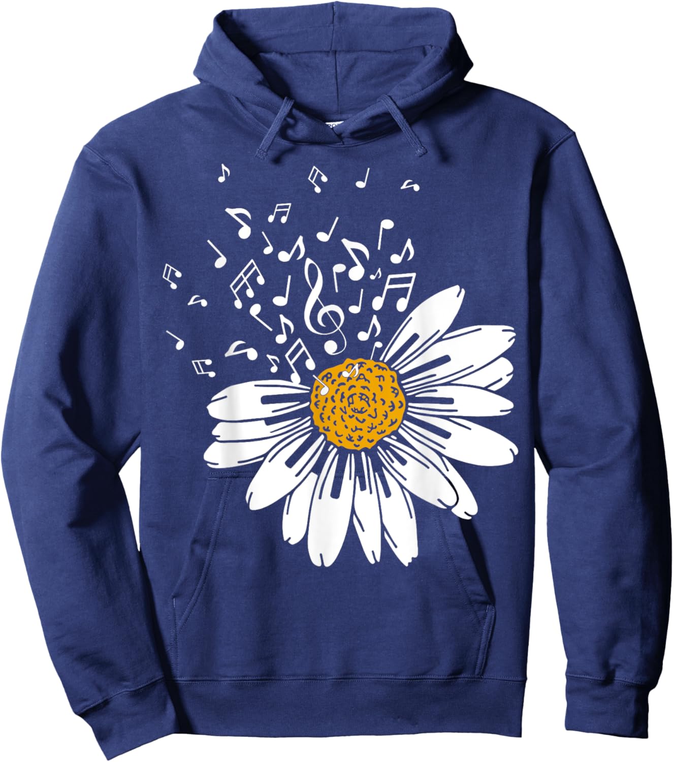 Daisy Flower Music Notes Clef Teacher Musicians Music Lover Hoodie - Hoodie | Navy