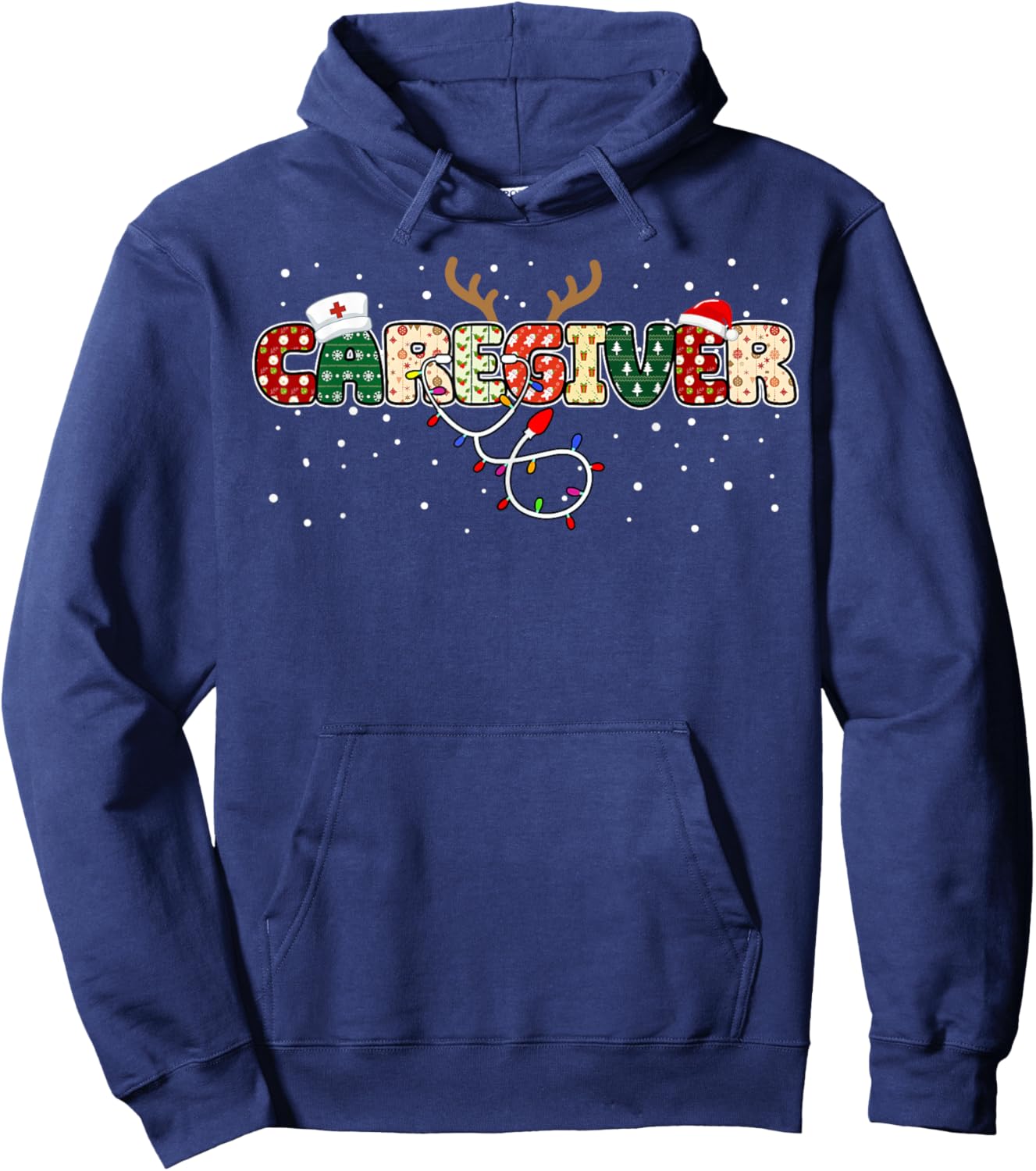 Stethoscope Santa Hat Reindeer Xmas Christmas Caregiver Hoodie - Hoodie | Navy