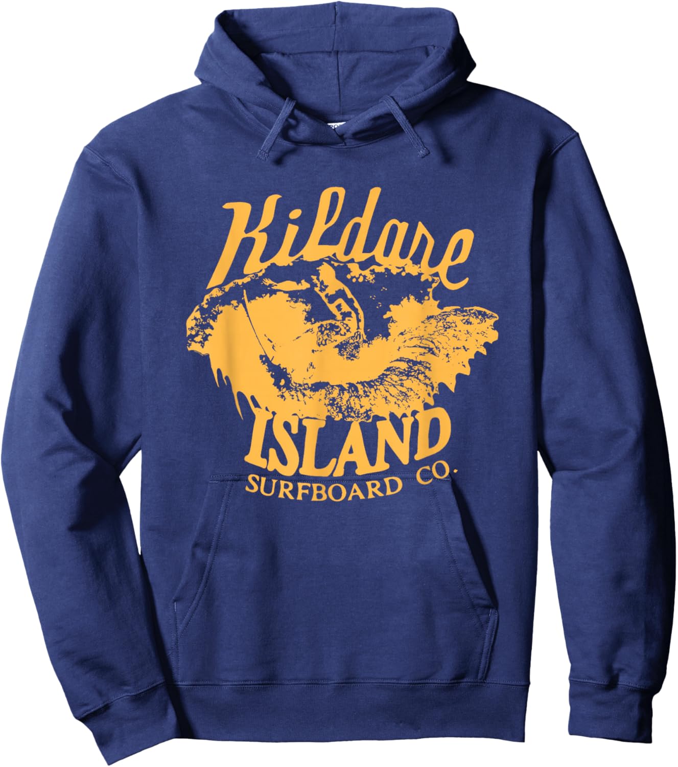 Outer Banks Kildare Island Surfboard Co. Gold Graphic Hoodie - Hoodie | Navy