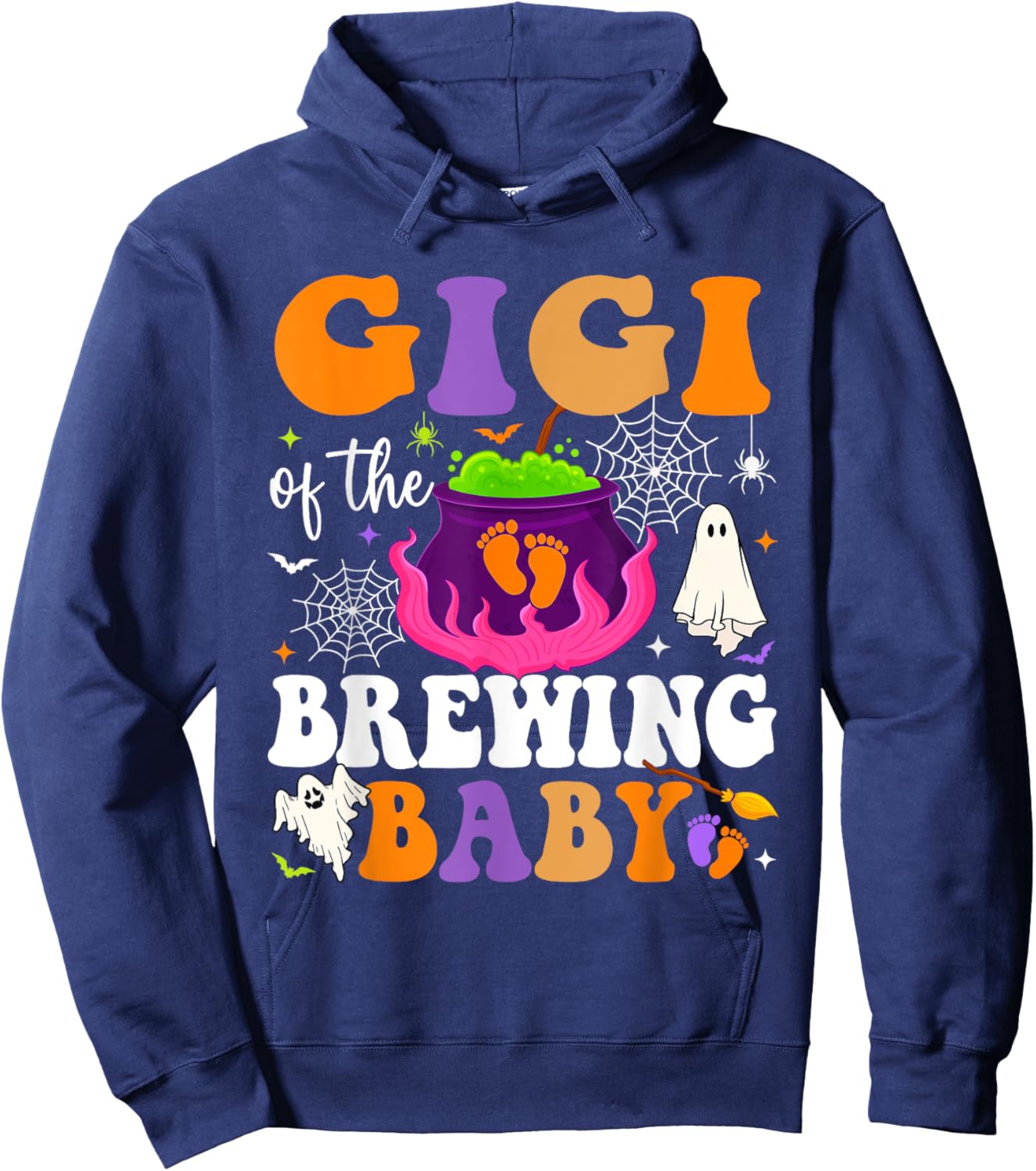 Gigi of the Brewing Baby Halloween Theme Baby Shower Spooky Hoodie - Hoodie | Navy